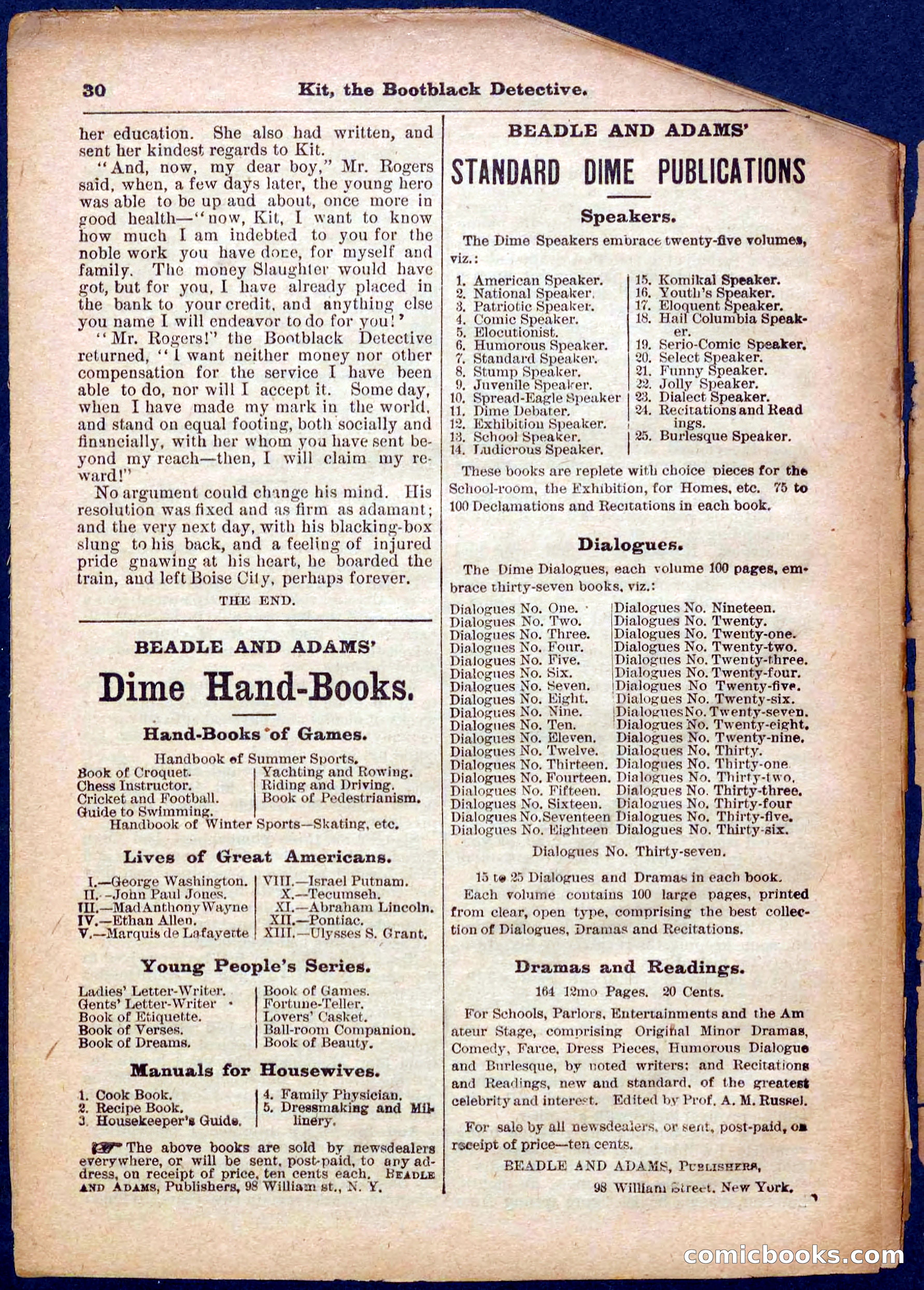 Beadle's Pocket Library No. 362 — page 30 of 32