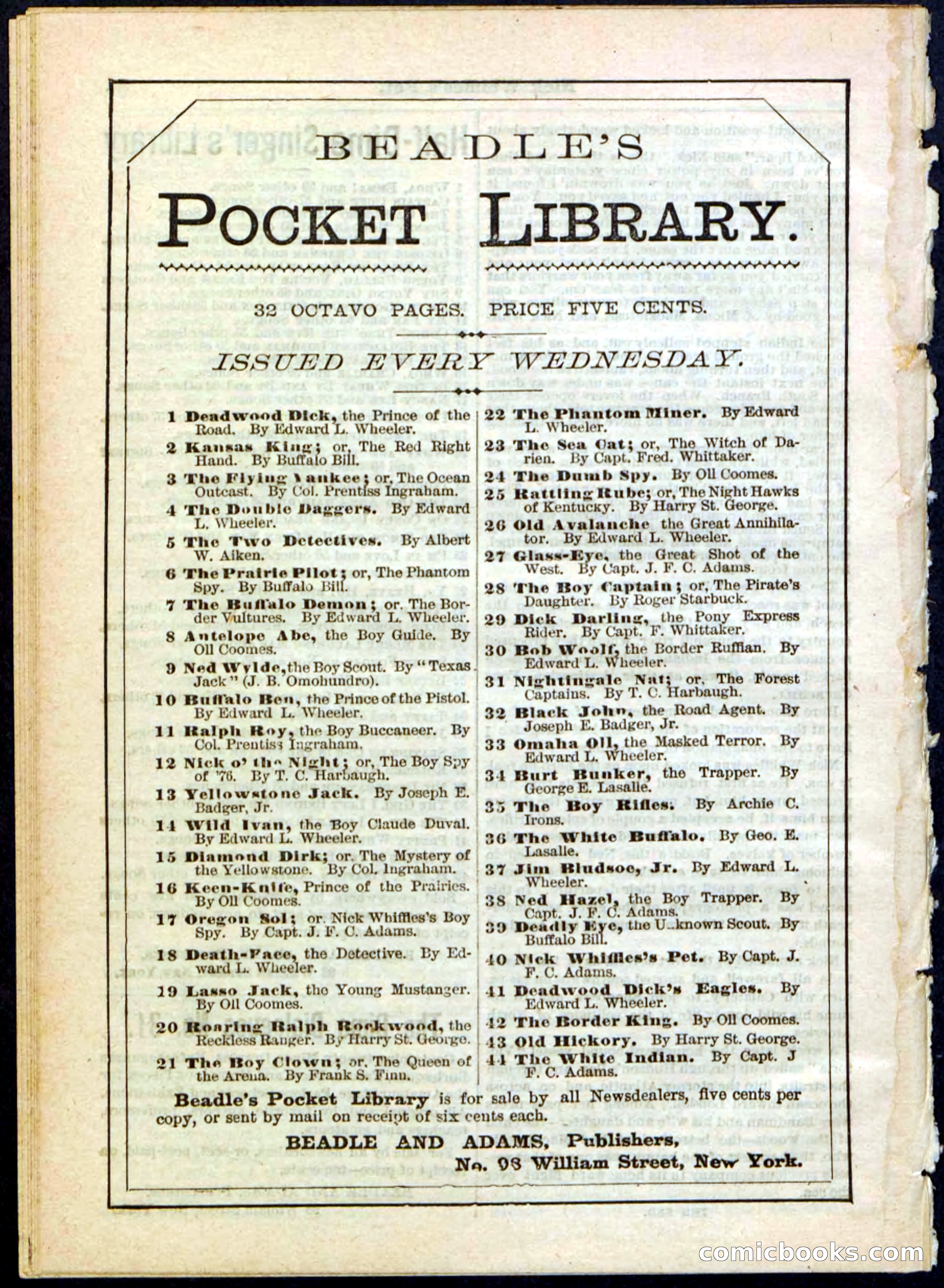 Beadle's Pocket Library, No. 40 — page 32 of 32