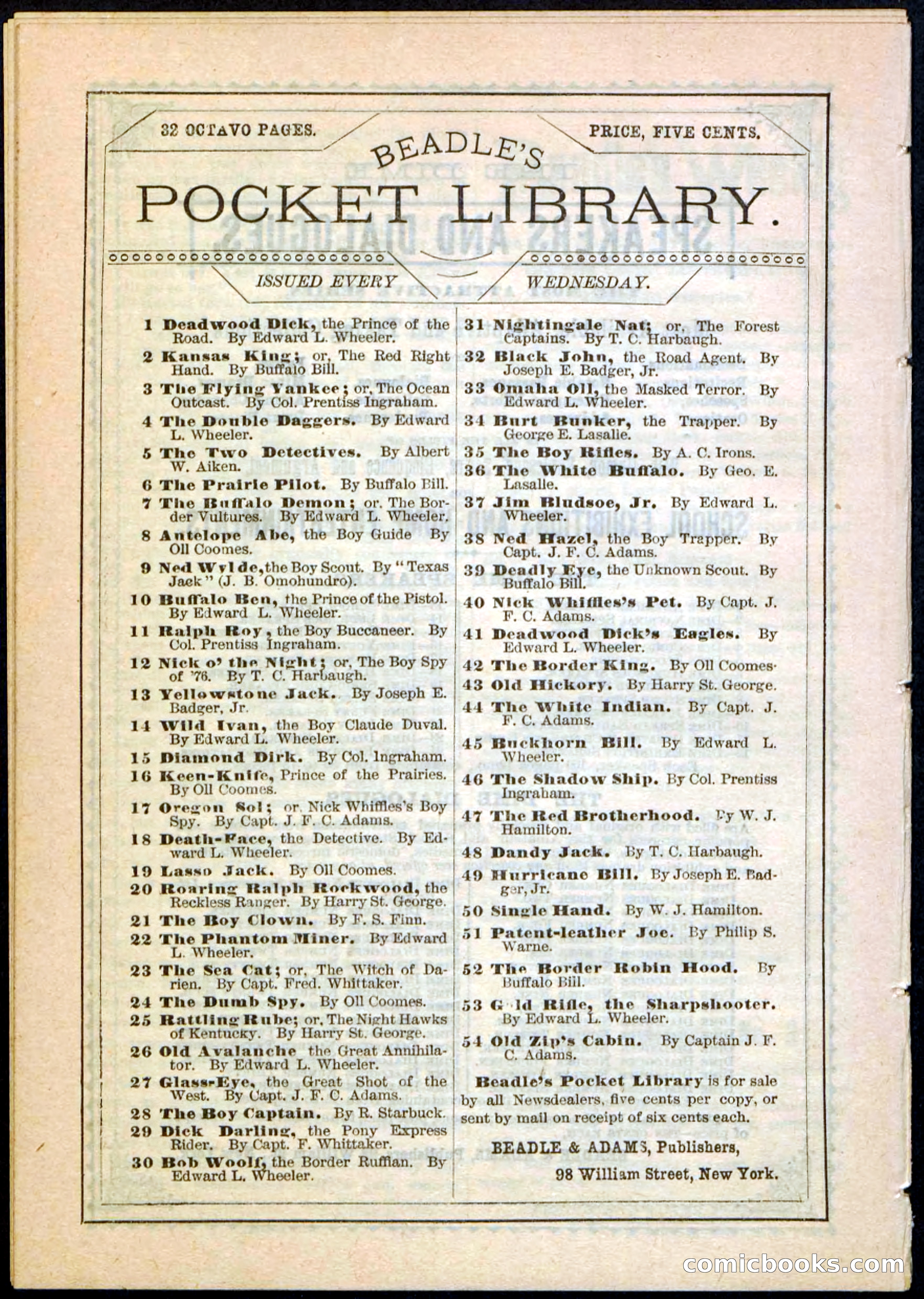 Beadle's Pocket Library No. 44 — page 32 of 32