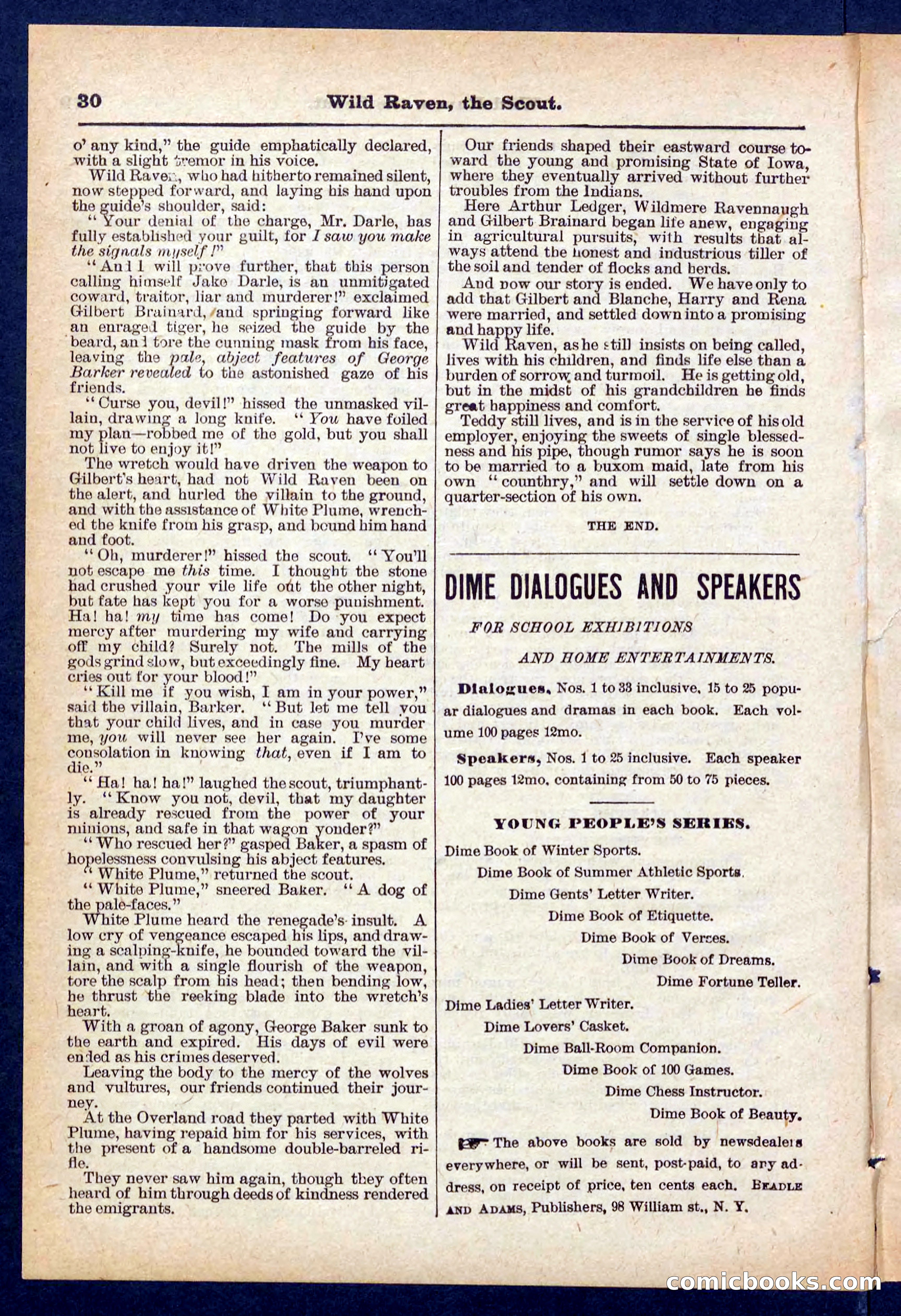 Beadle's Pocket Library No. 448: Wild Raven the Scout — page 30 of 32
