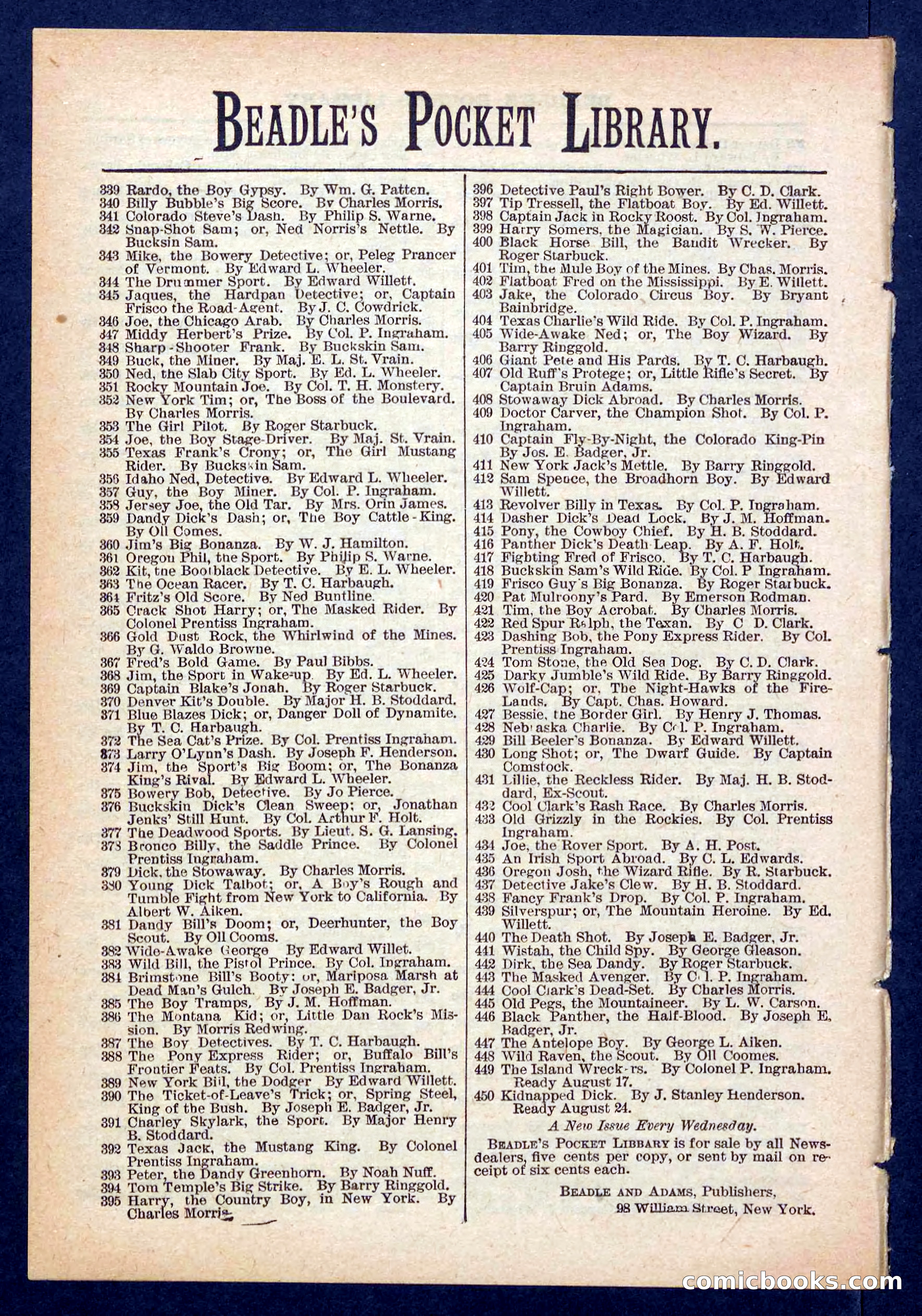 Beadle's Pocket Library No. 448: Wild Raven the Scout — page 32 of 32