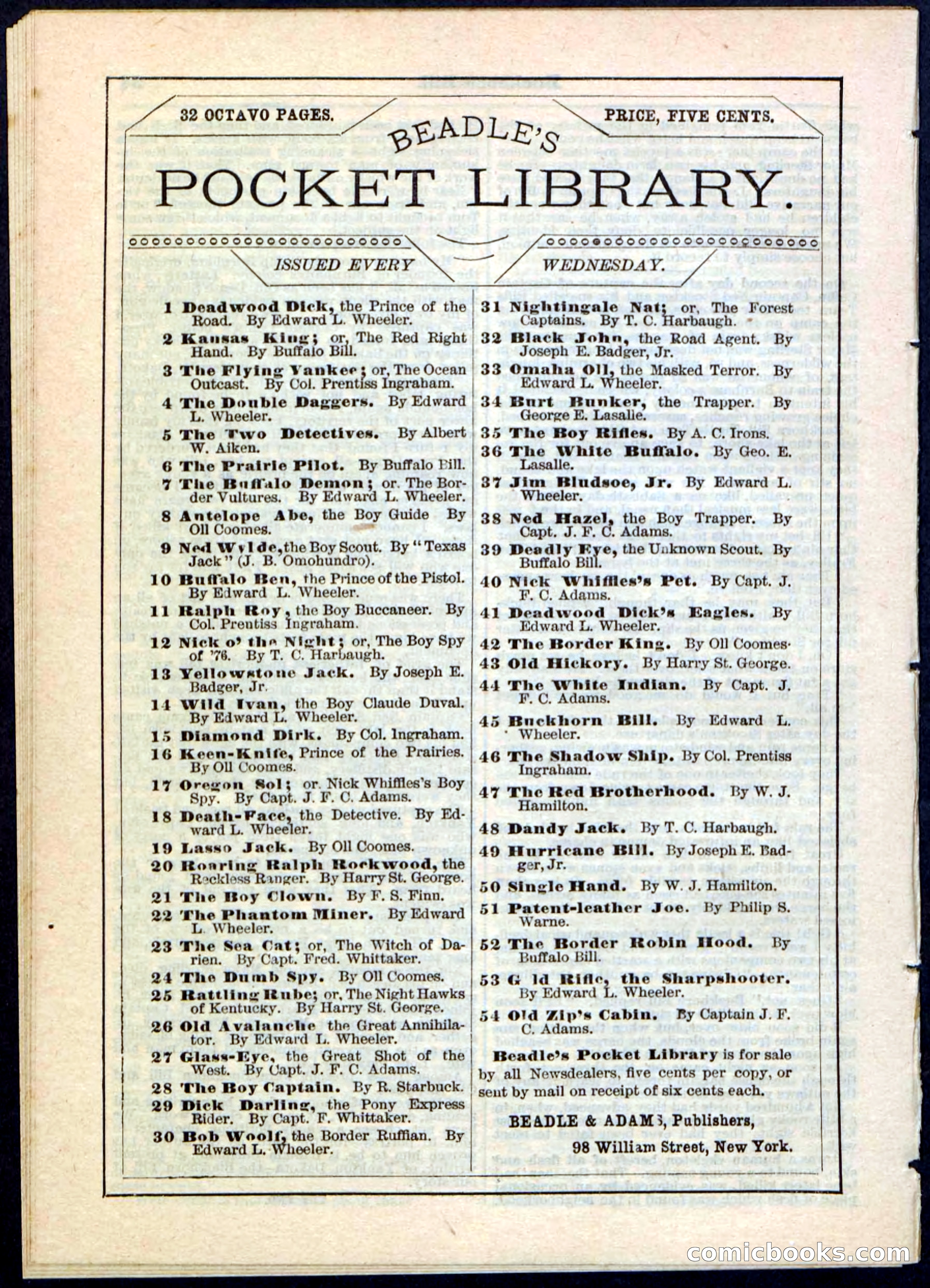 Beadle's Pocket Library No. 45 — page 32 of 32