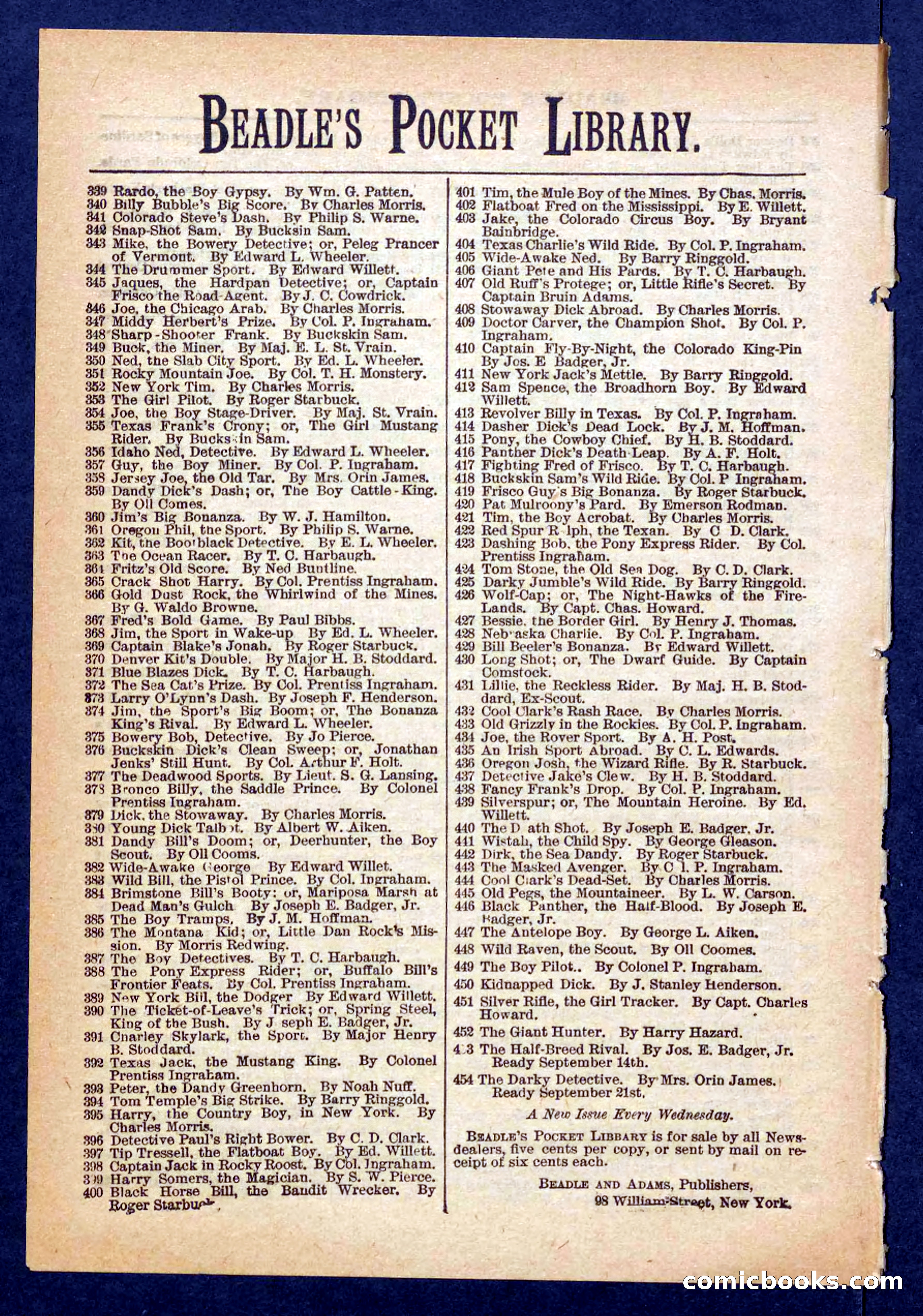 Beadle's Pocket Library No. 450: 'Kidnapped Dick' — page 32 of 32
