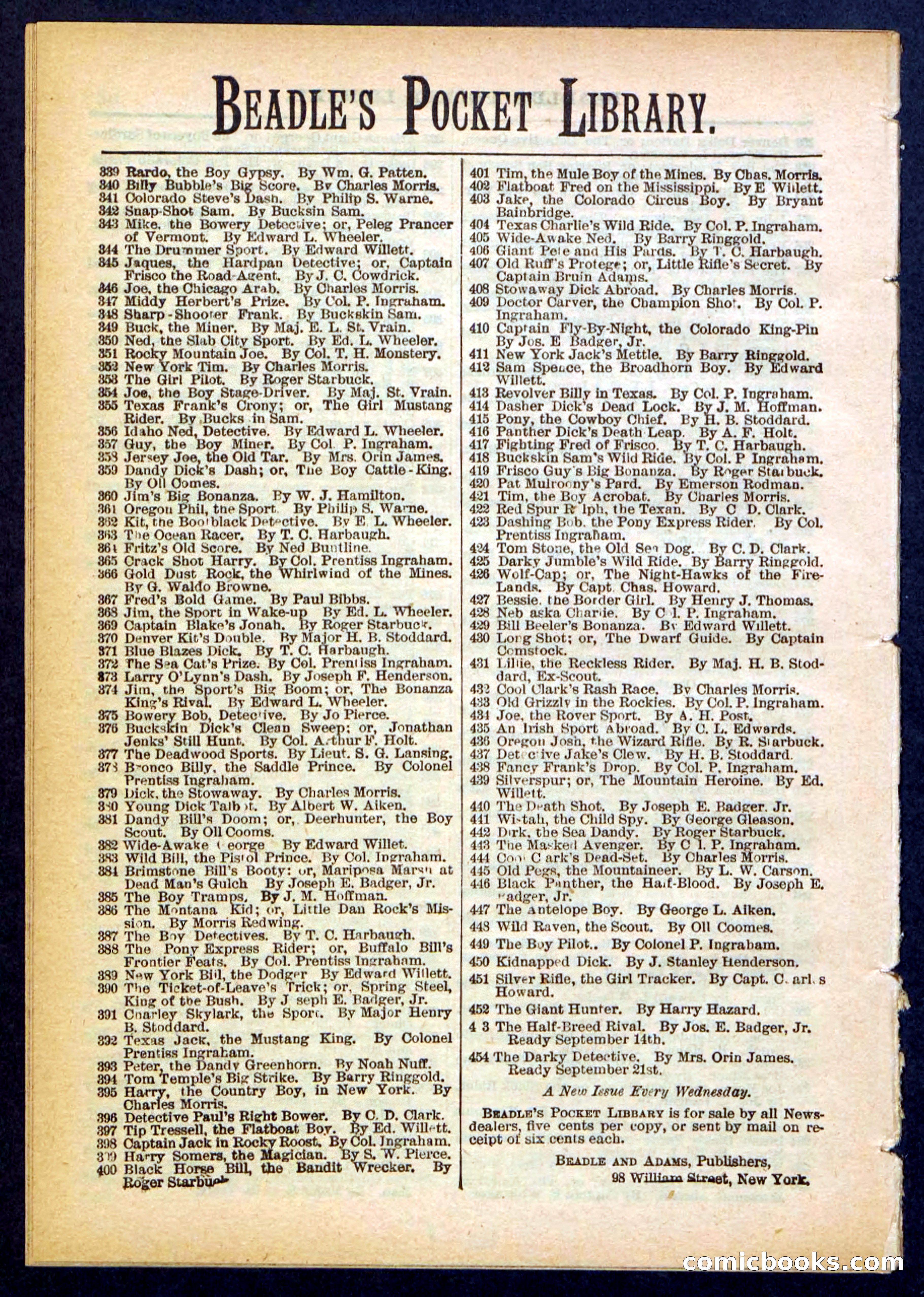 Beadle's Pocket Library No. 453 — page 32 of 32