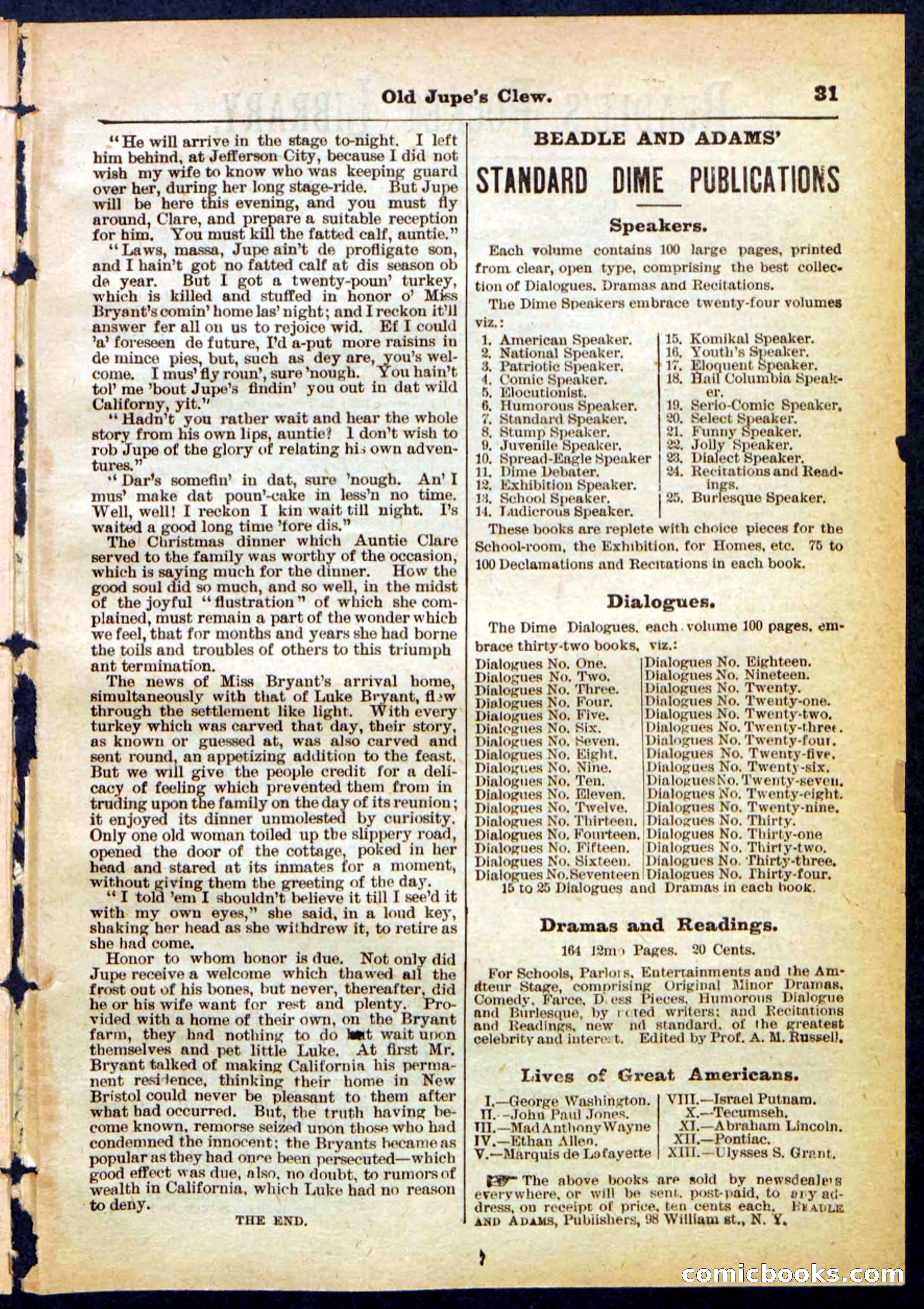 Beadle's Pocket Library No. 454 — page 31 of 32