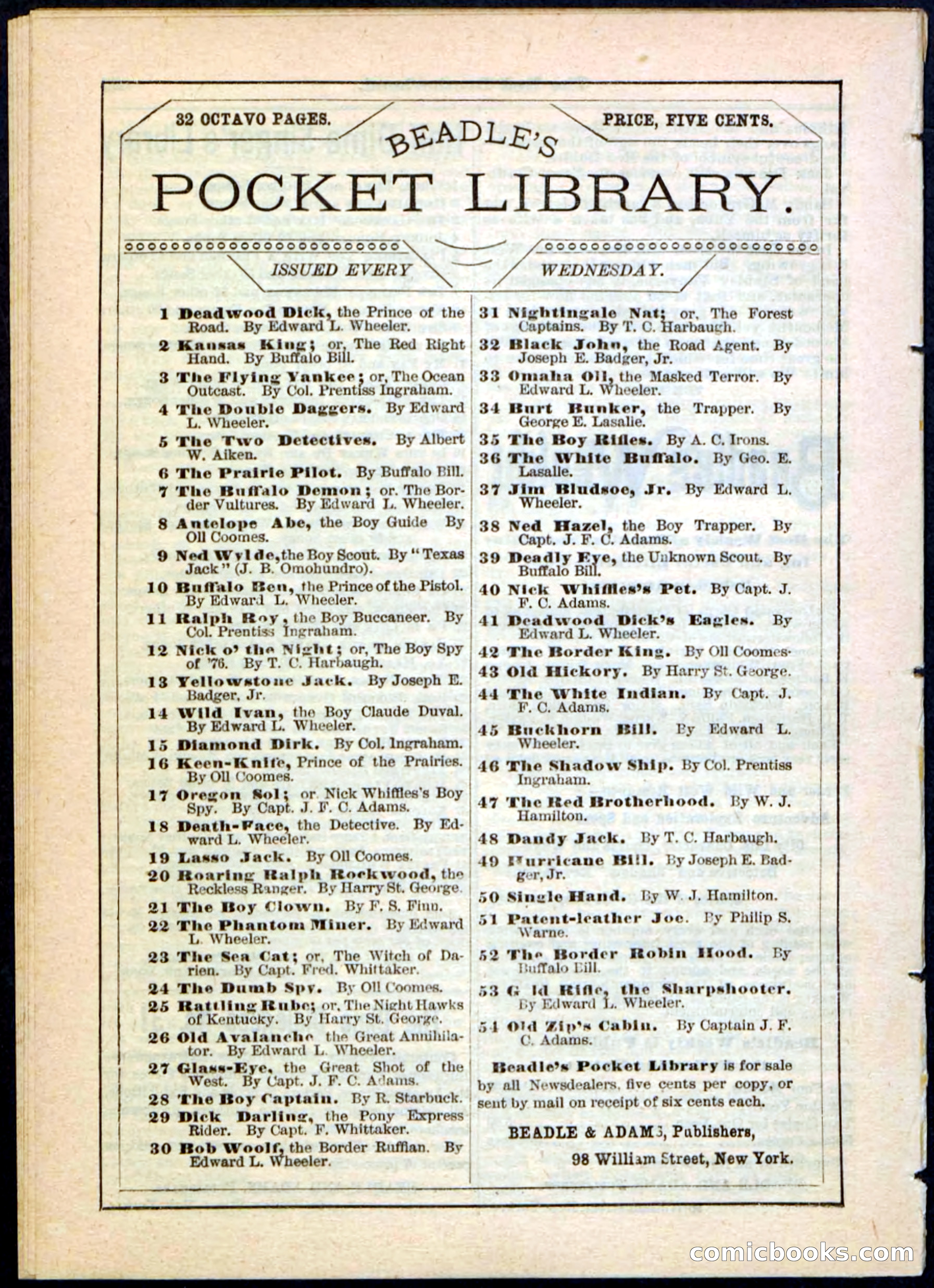 Beadle's Pocket Library No. 47 — page 32 of 32