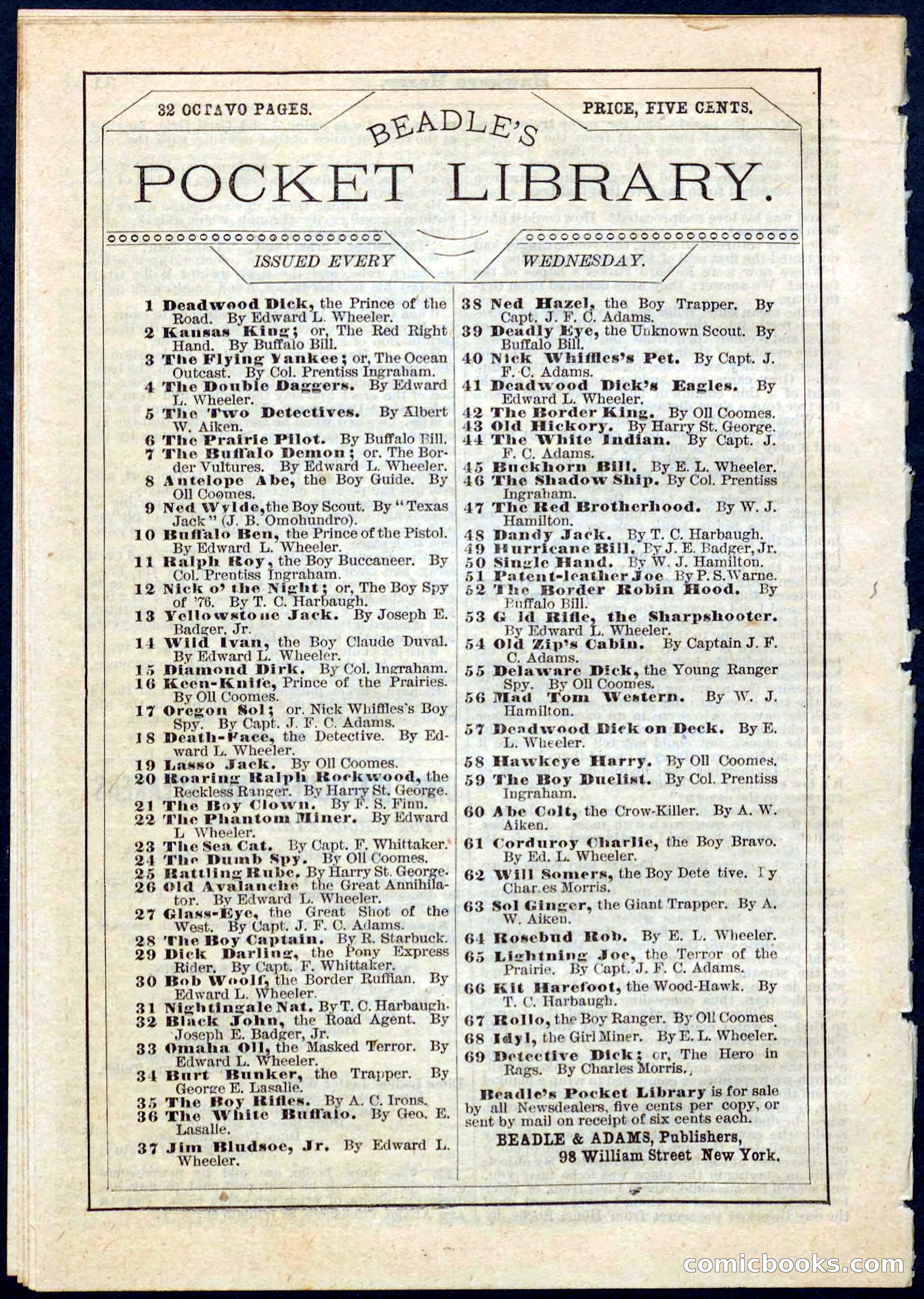 Beadle's Pocket Library No. 53 — page 32 of 32