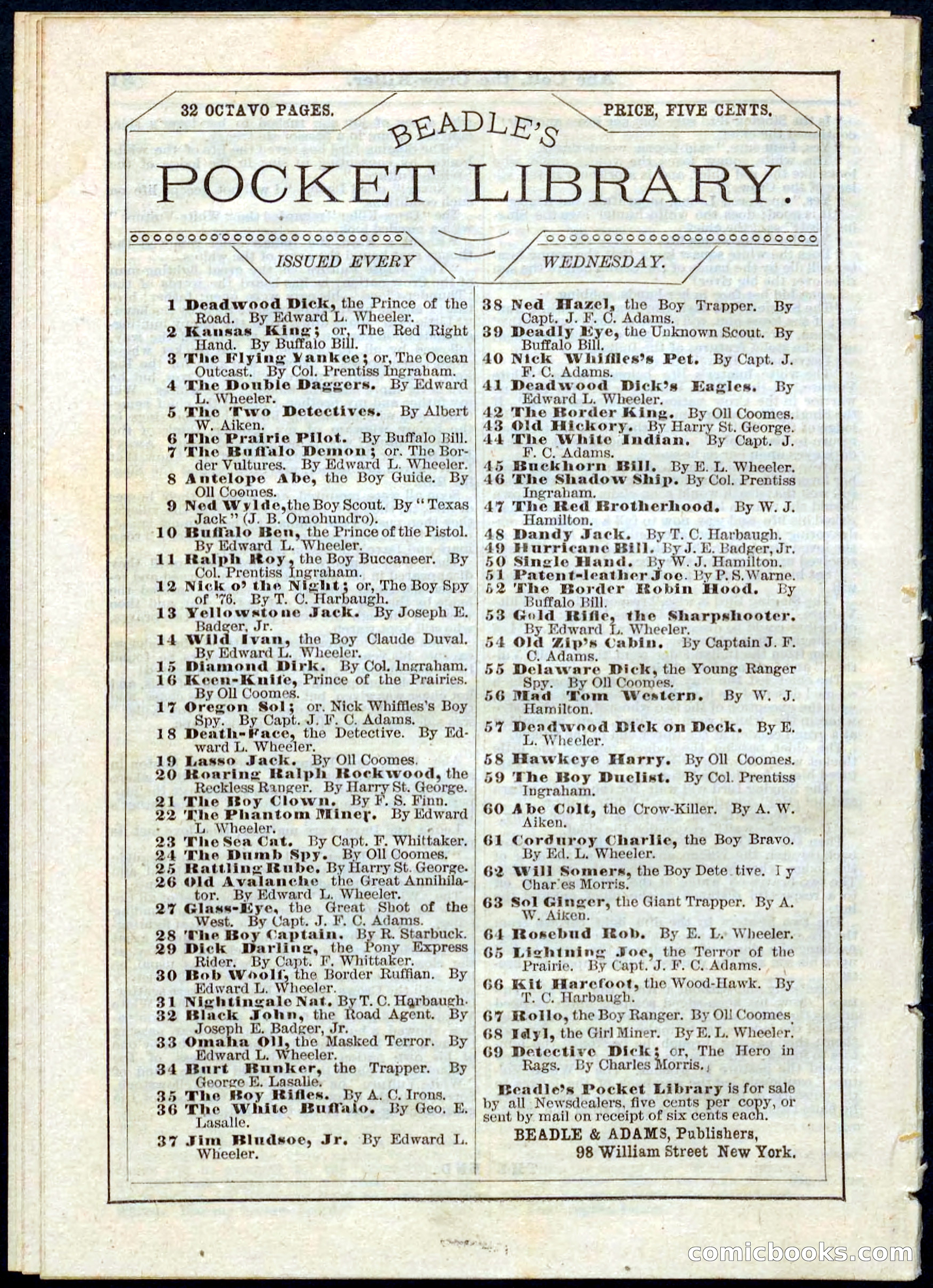 Beadle's Pocket Library No. 60 — page 32 of 32