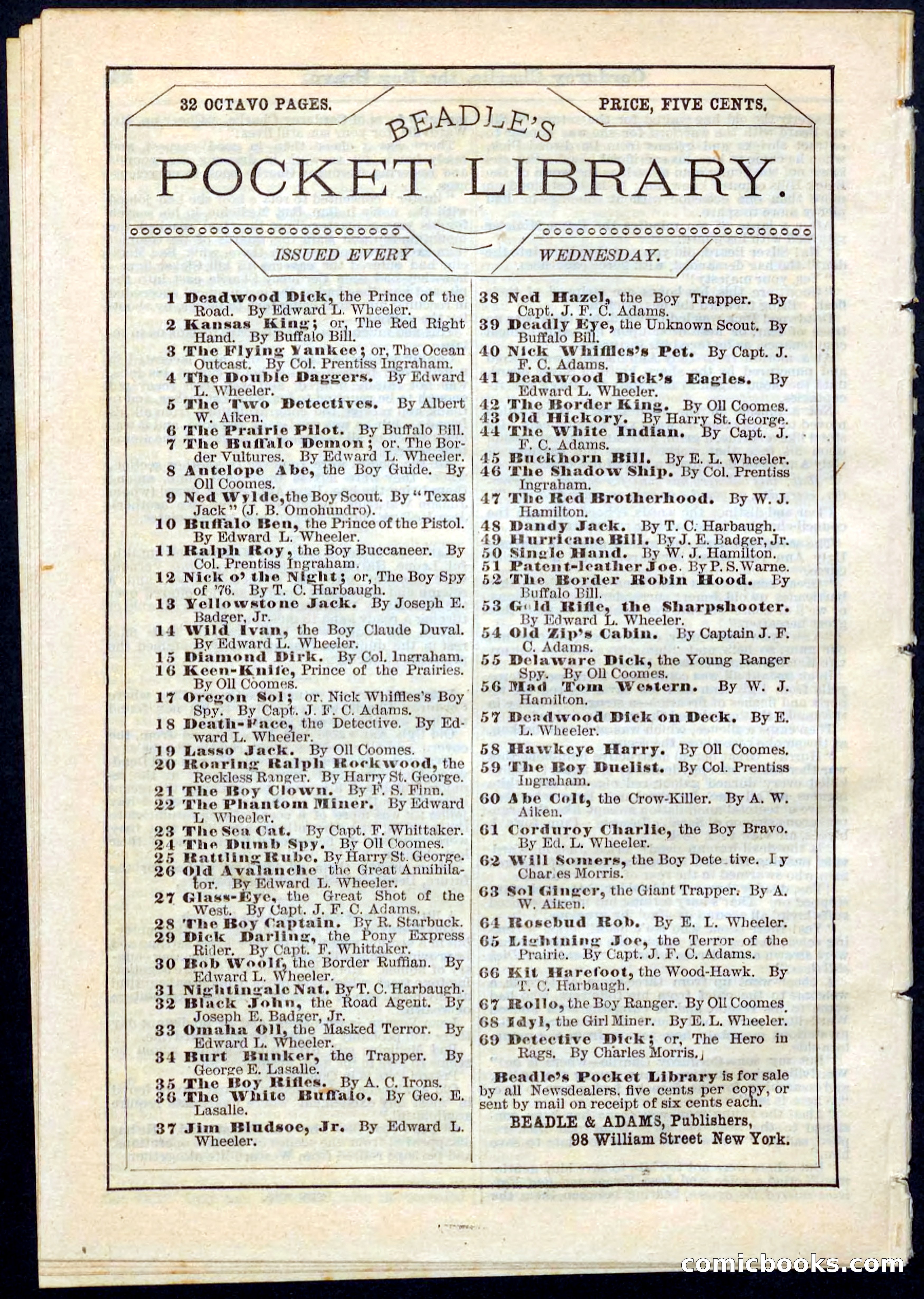 Beadle's Pocket Library No. 61 — page 32 of 32