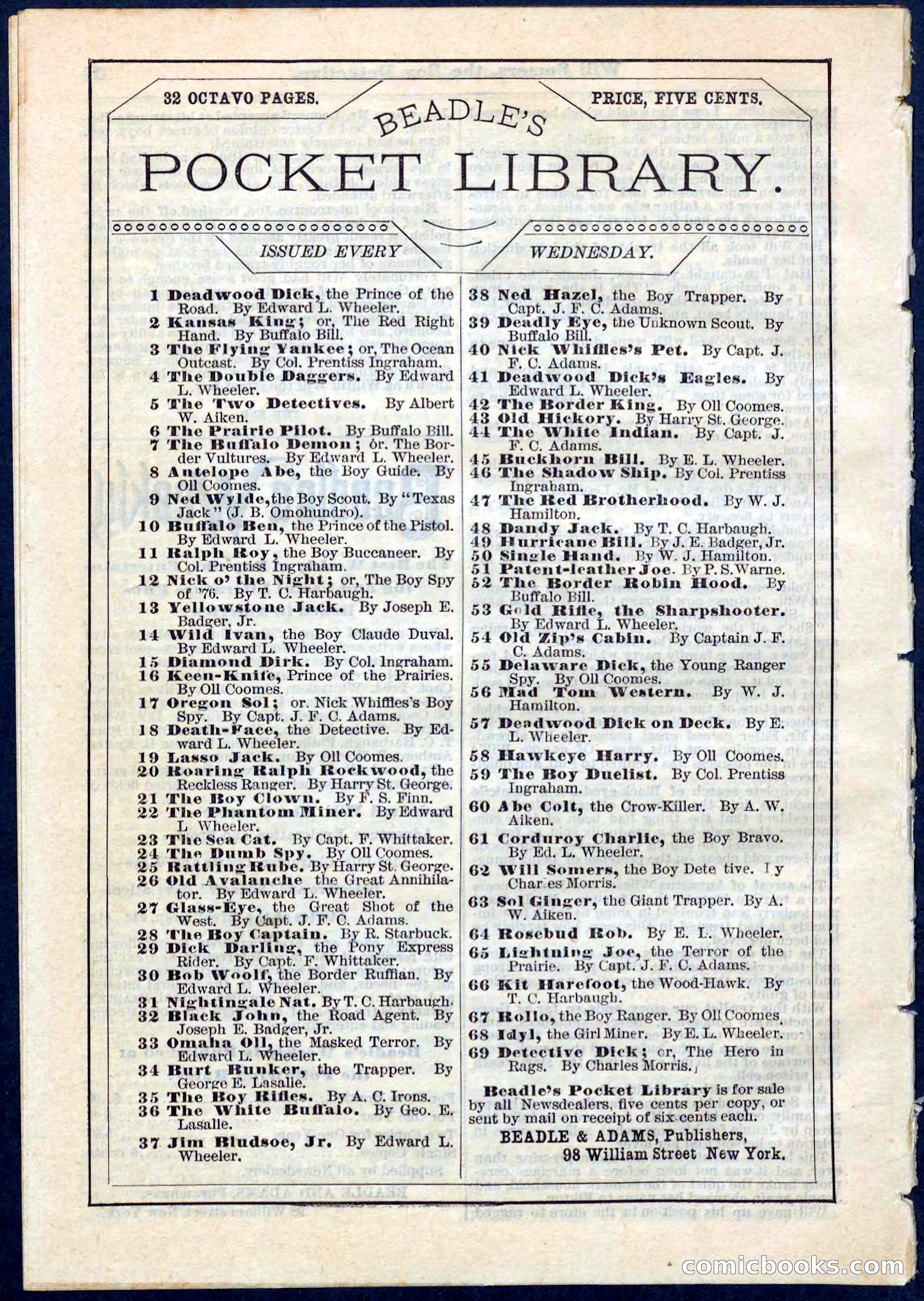 Beadle's Pocket Library No. 62 — page 32 of 32