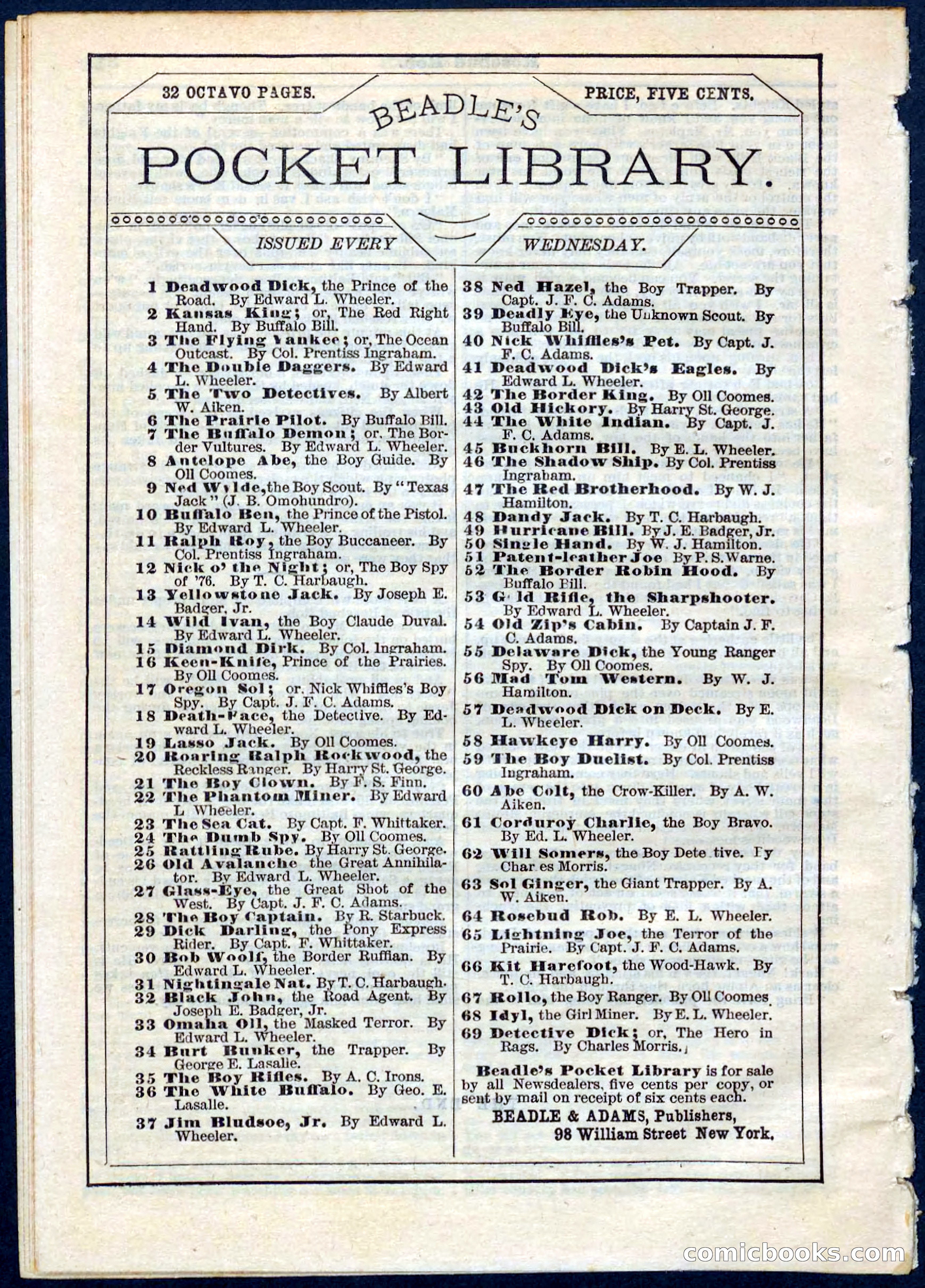 Beadle's Pocket Library, No. 64 — page 32 of 32
