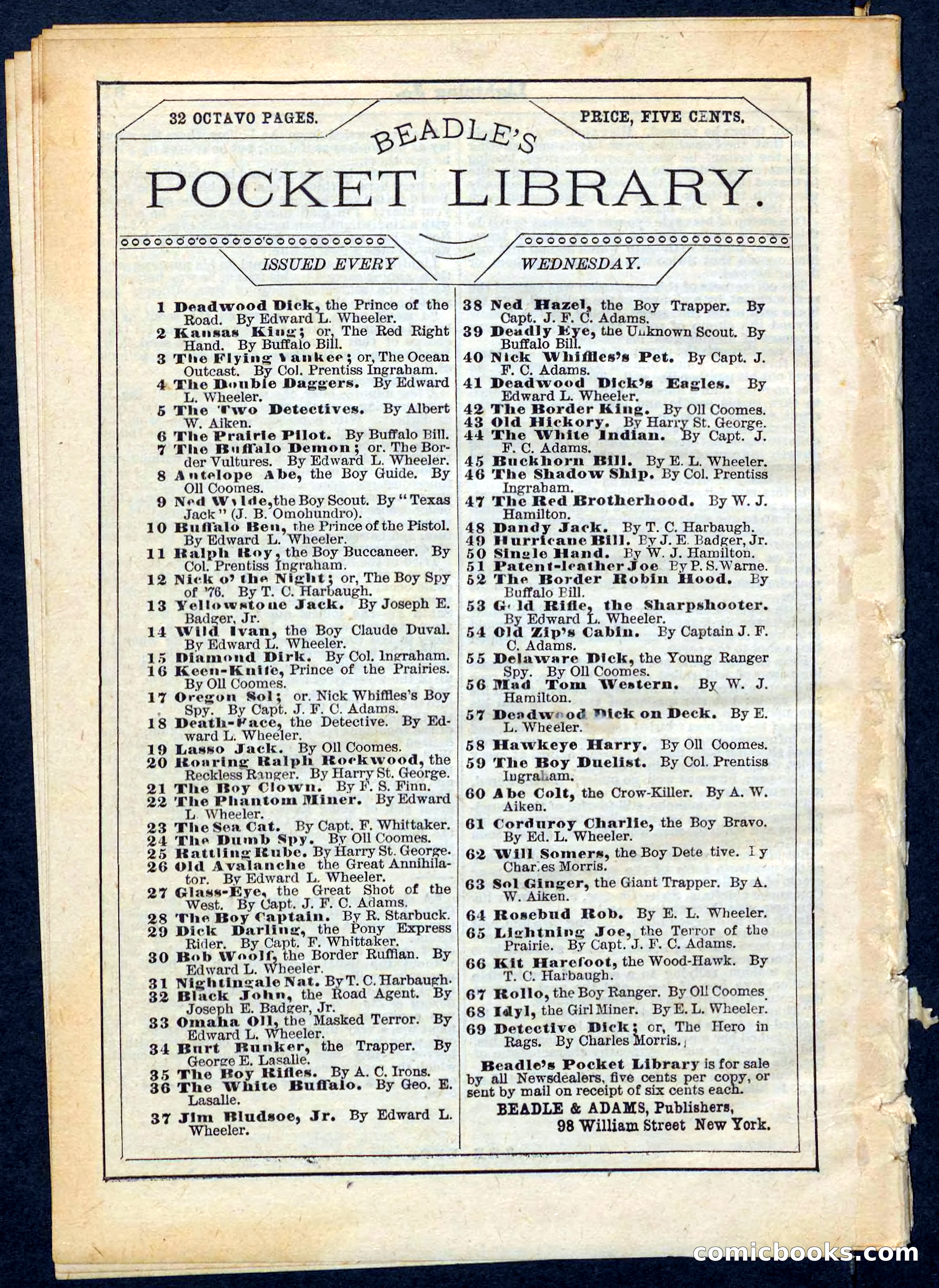 Beadle's Pocket Library No. 65 — page 32 of 32