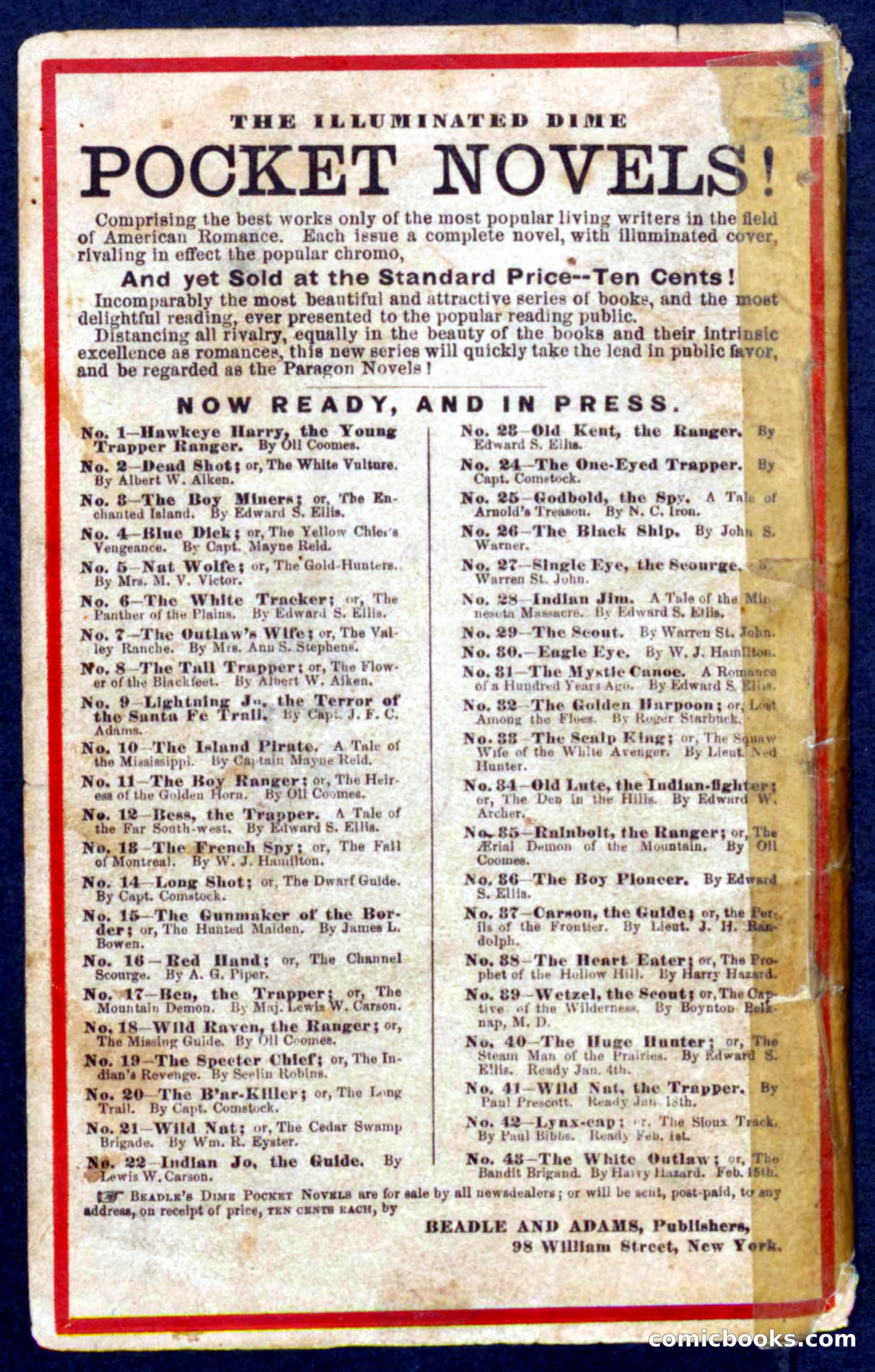 Beadle's Pocket Novels No. 39: Wetzel, the Scout — page 100 of 100