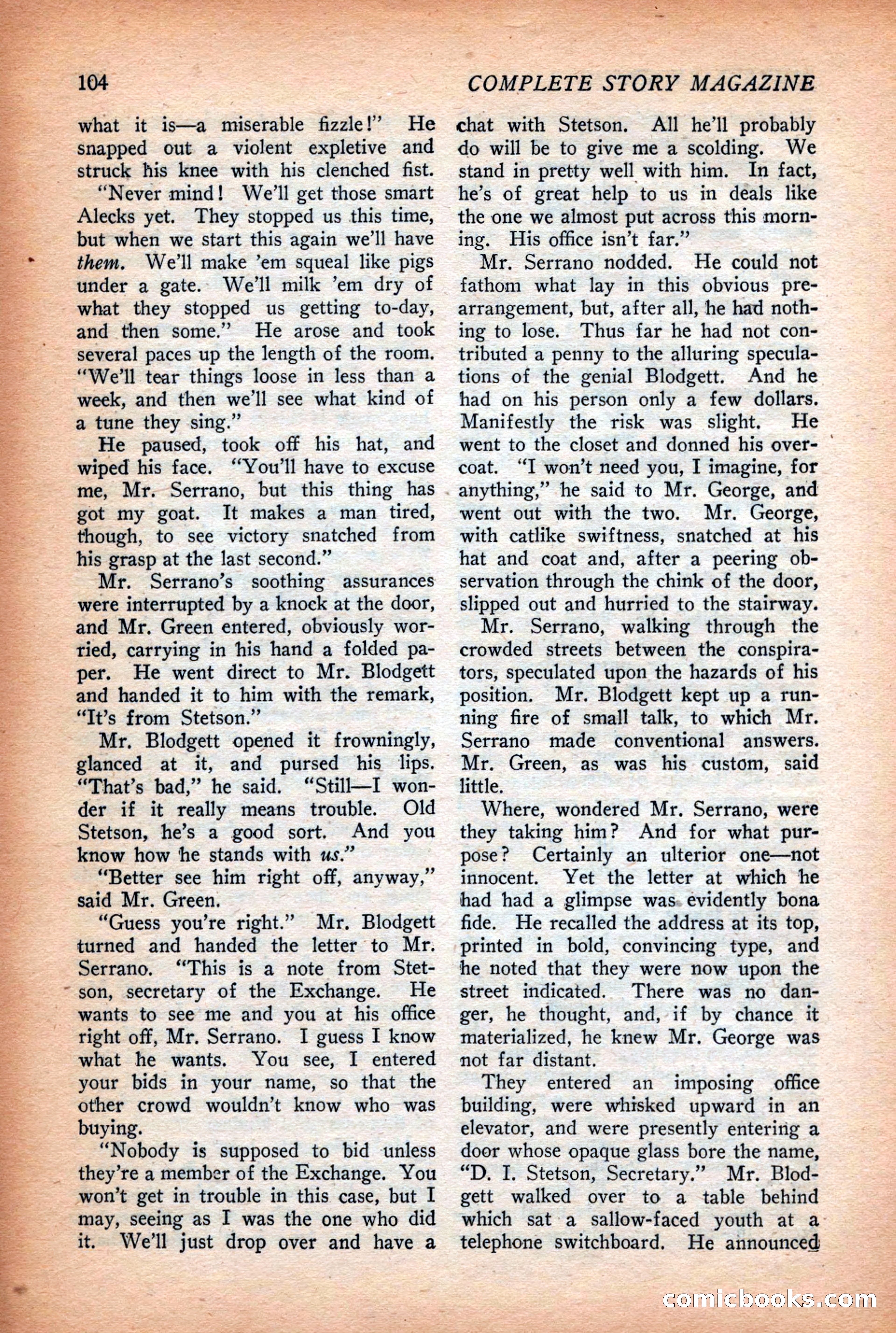 Complete Story Magazine, Vol. 4, No. 2 — page 114 of 172