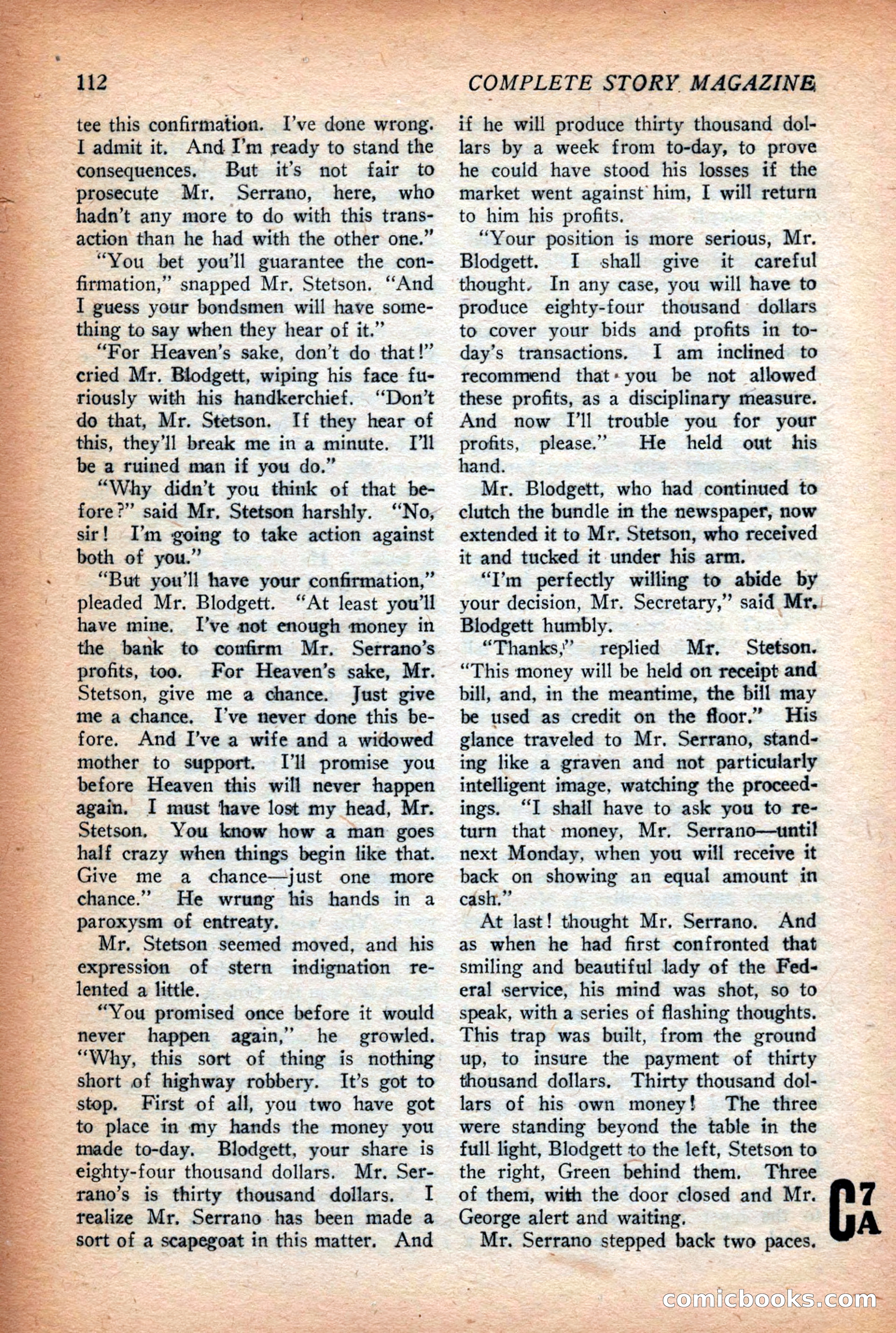 Complete Story Magazine, Vol. 4, No. 2 — page 122 of 172