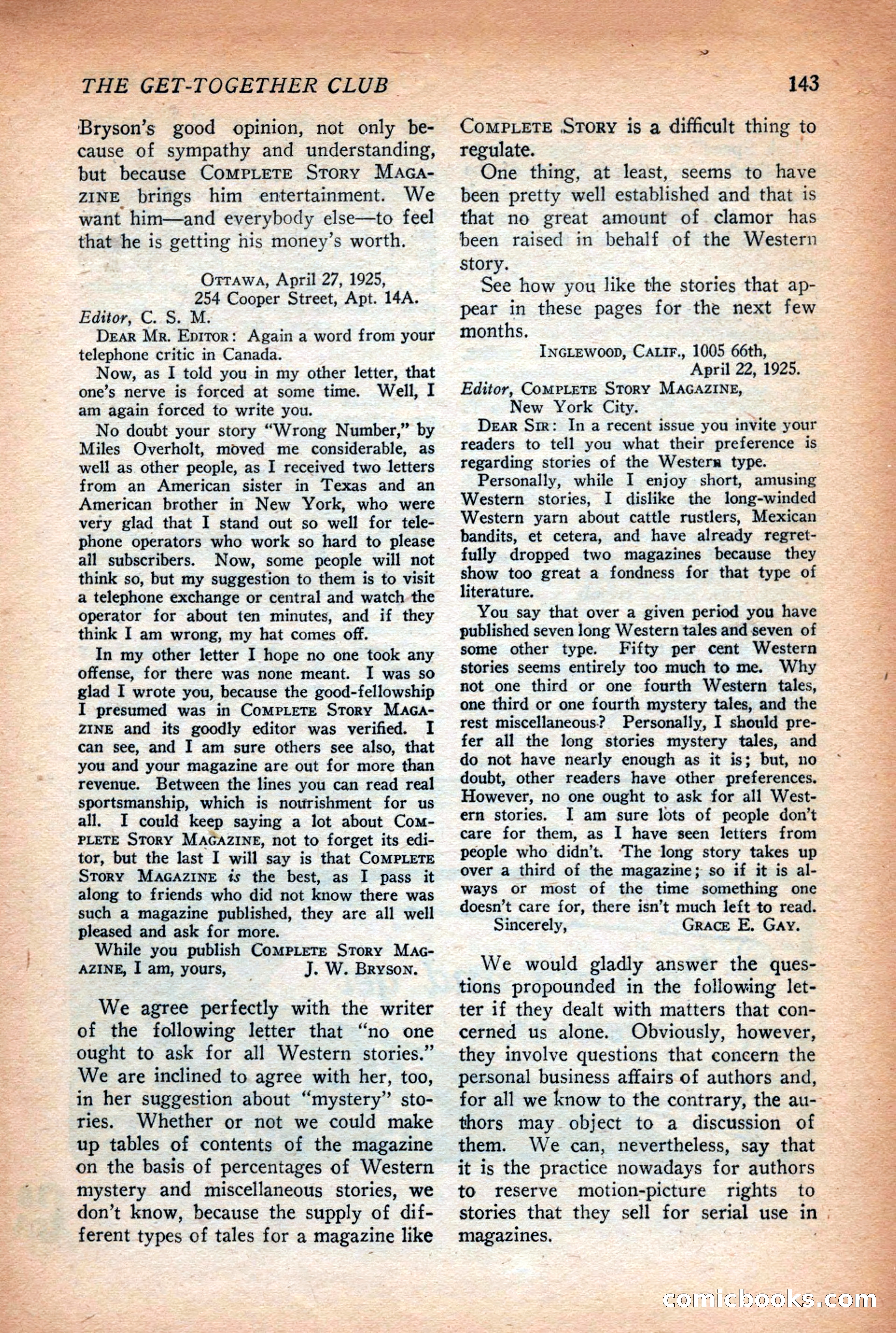 Complete Story Magazine, Vol. 4, No. 2 — page 153 of 172