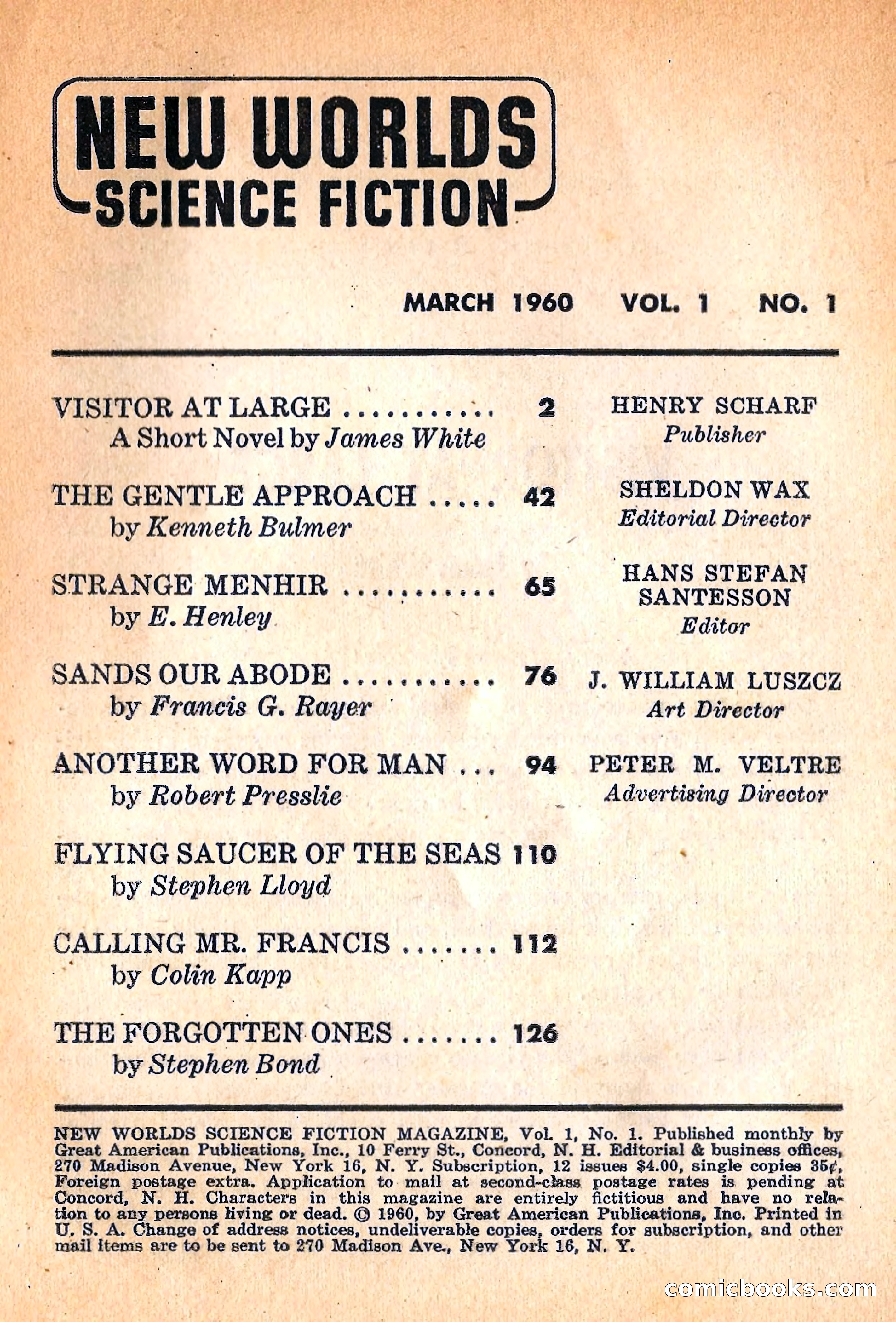 New Worlds Science Fiction, March 1960 — page 3 of 132