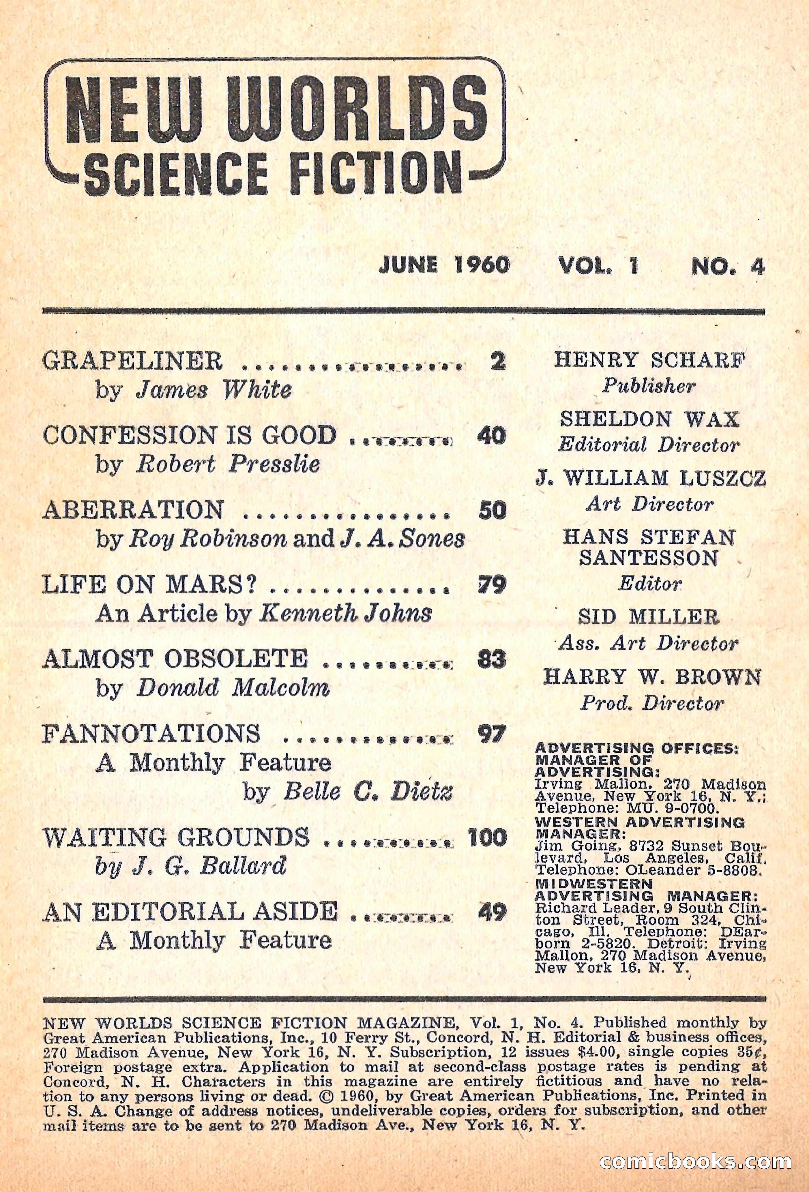 New Worlds Science Fiction, June 1960 — page 3 of 132