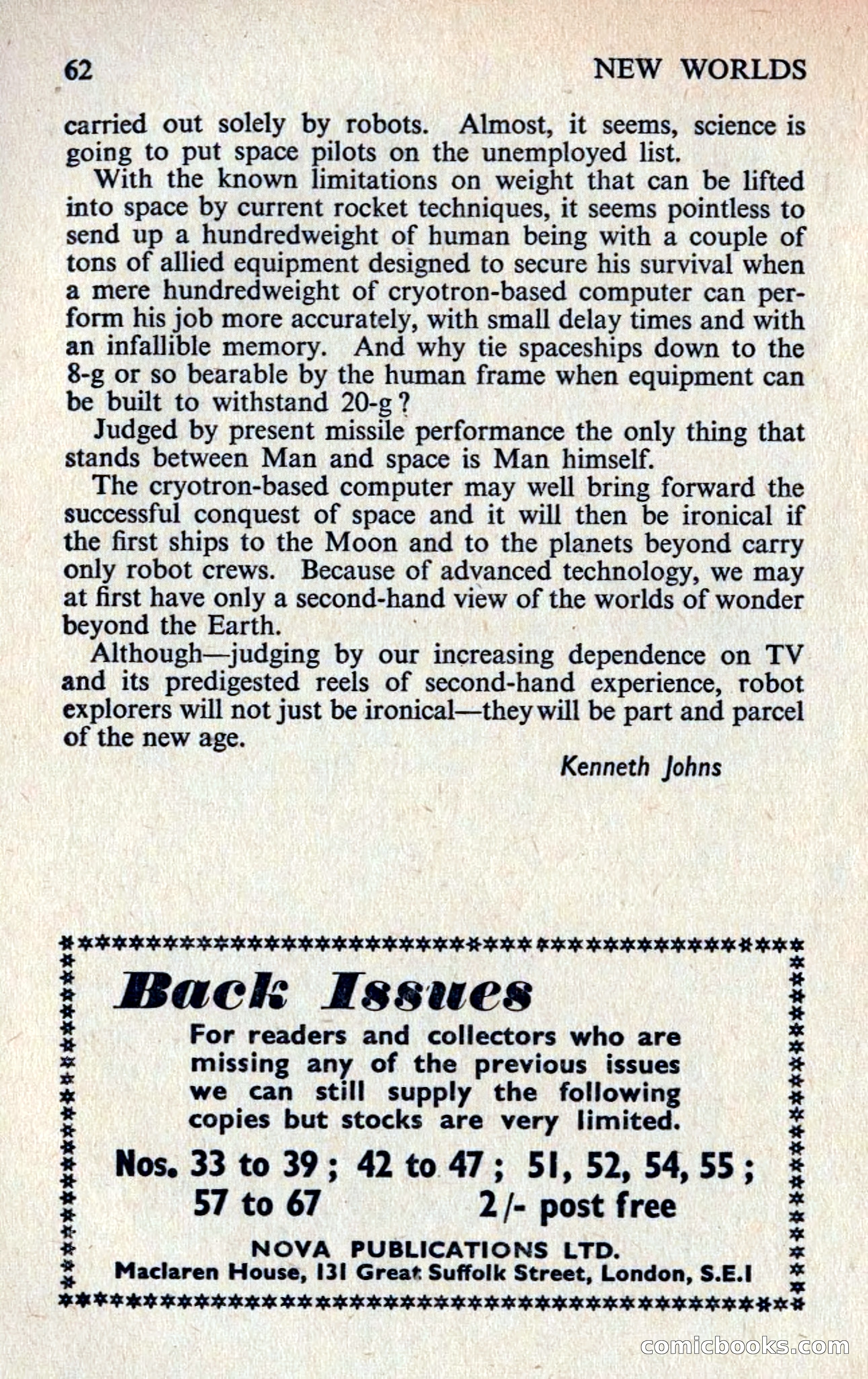New Worlds Science Fiction No. 68, Volume 23 — page 64 of 132