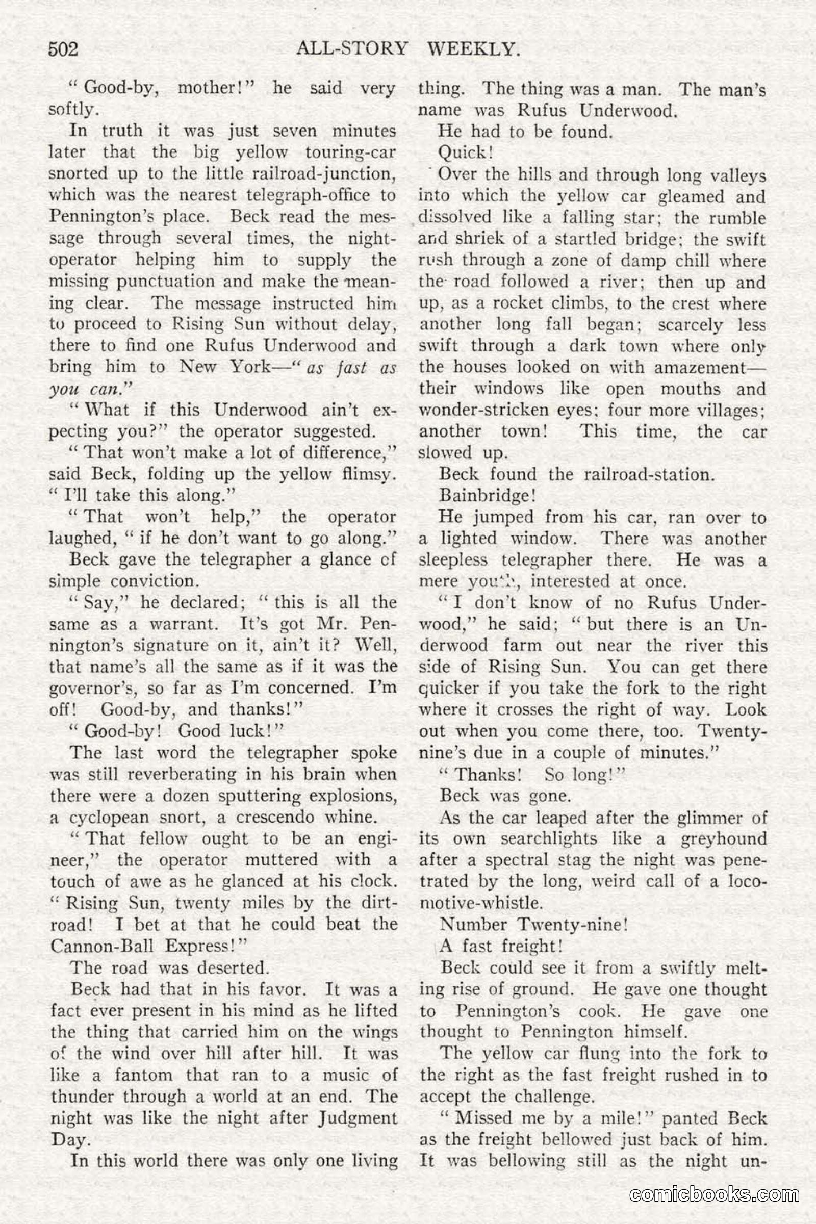 All Story Magazine, February 3, 1917 — page 160 of 196