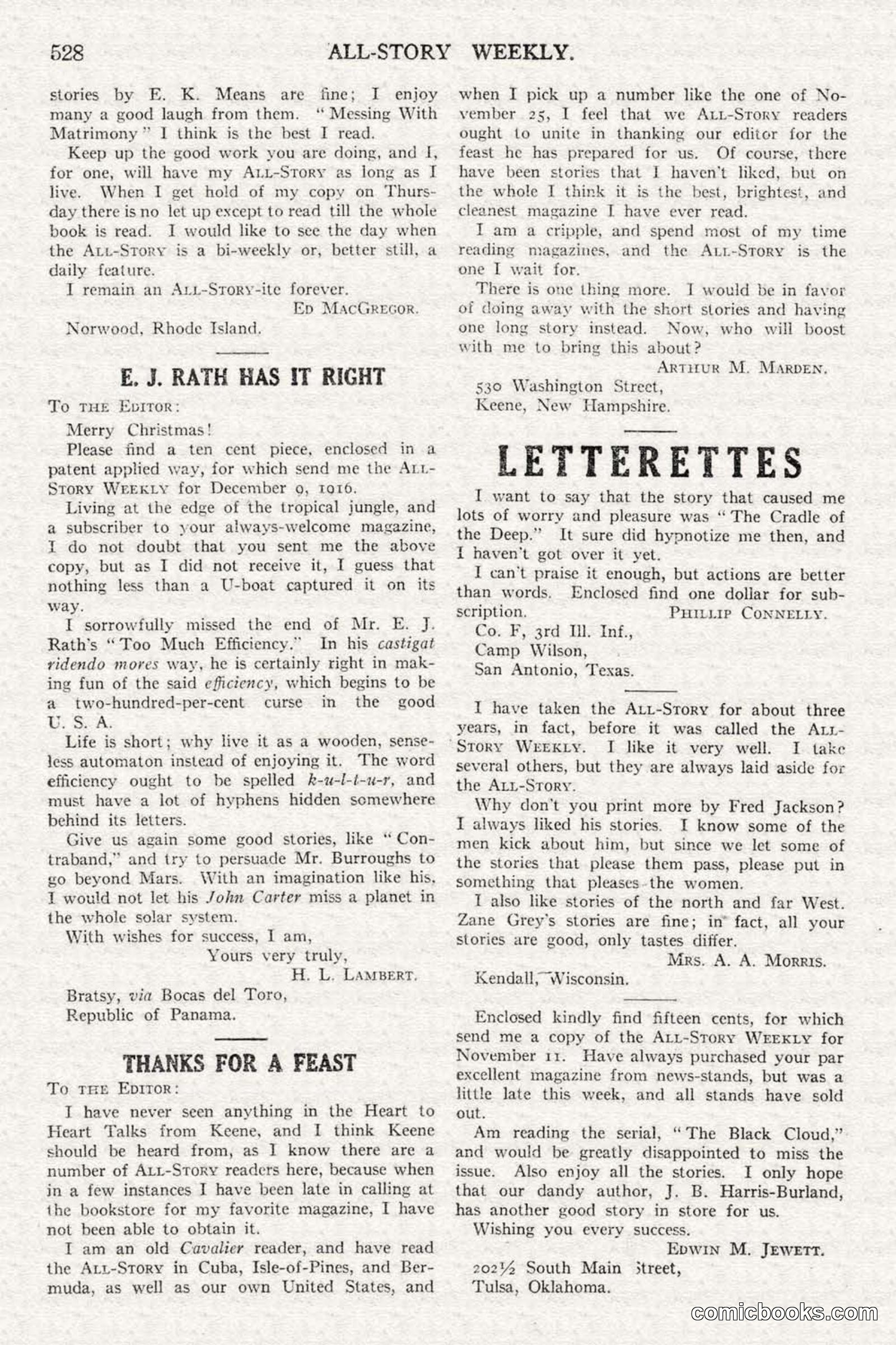 All Story Magazine, February 3, 1917 — page 186 of 196