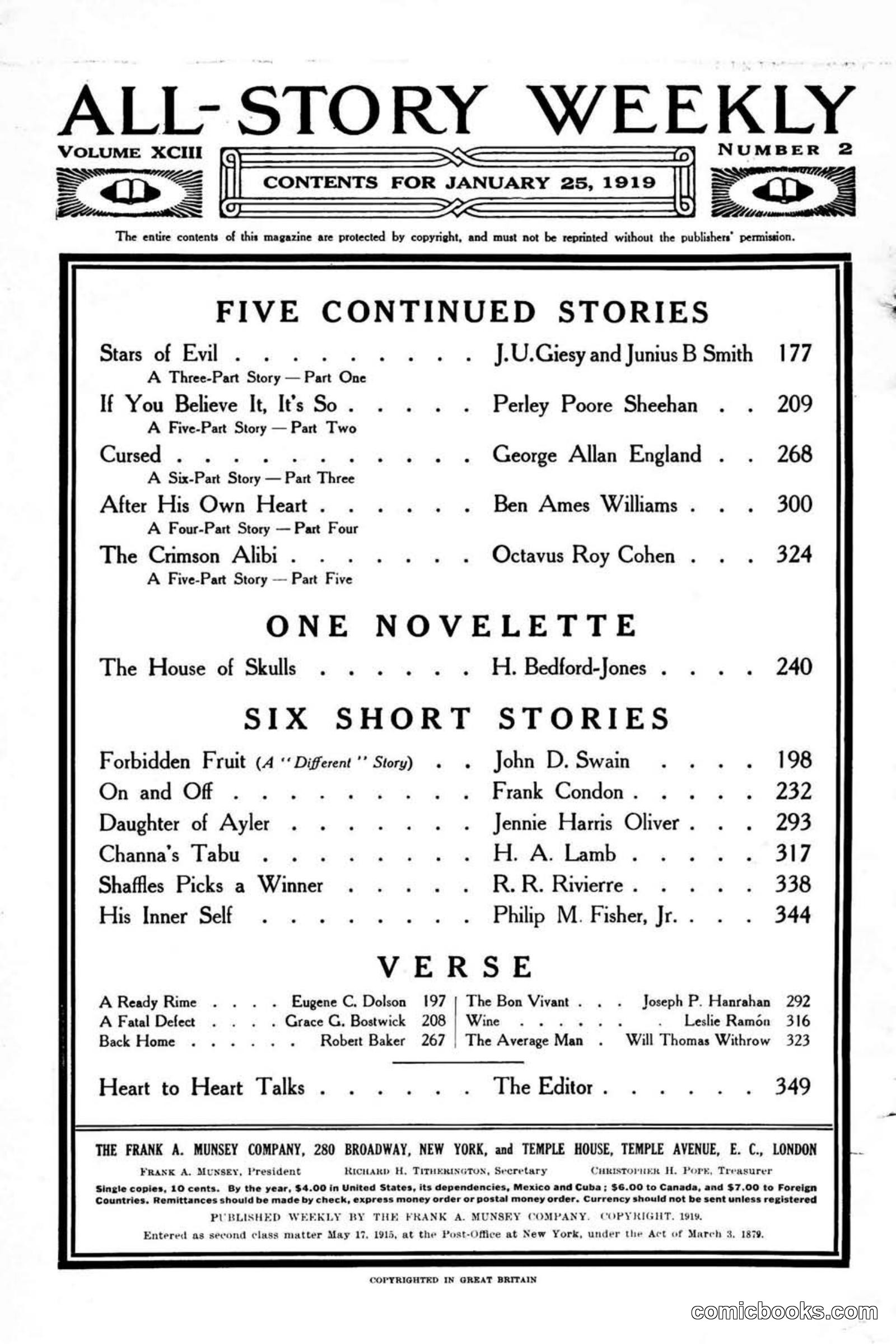 All Story Magazine, January 25, 1919 — page 4 of 188