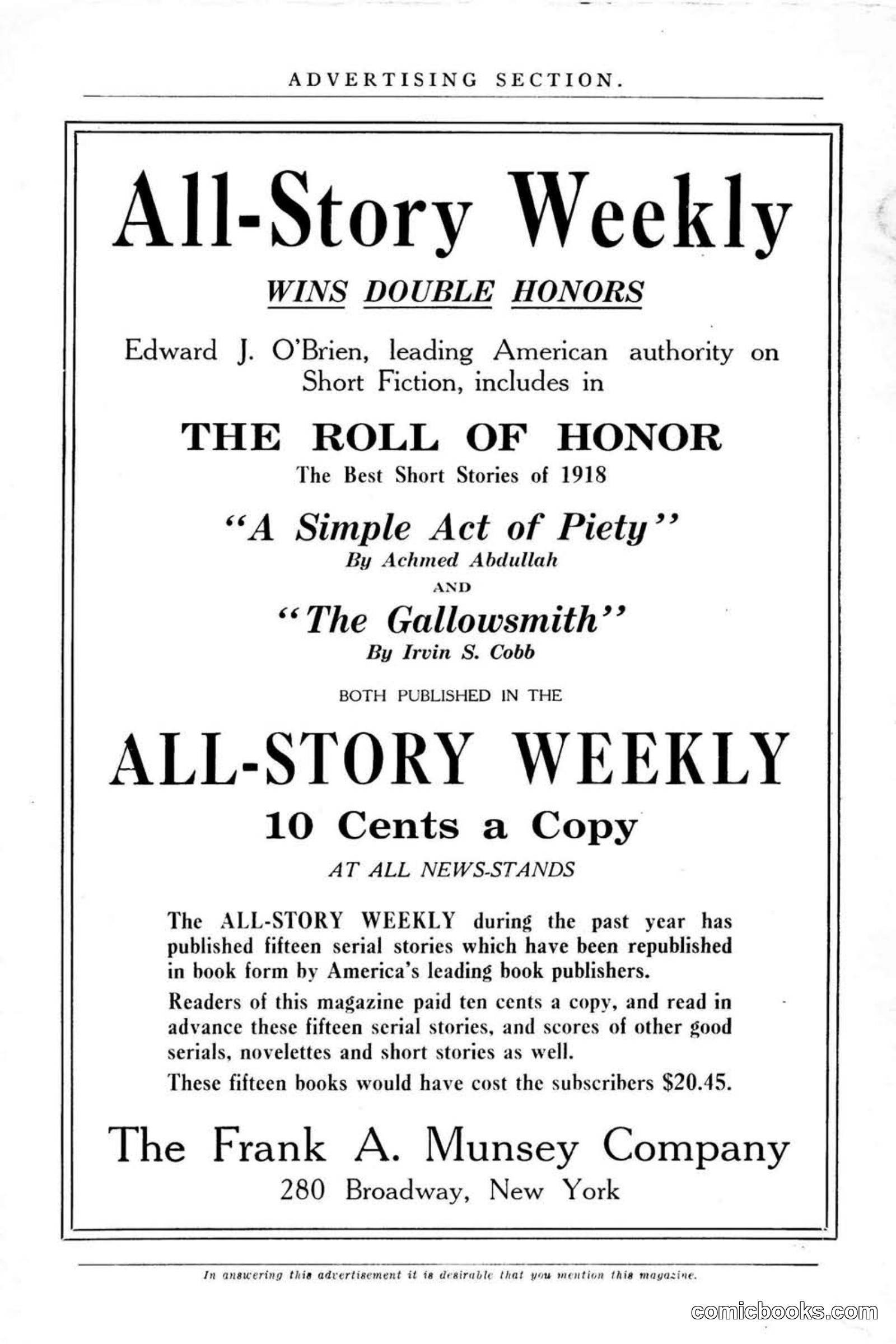 All Story Magazine, January 25, 1919 — page 10 of 188