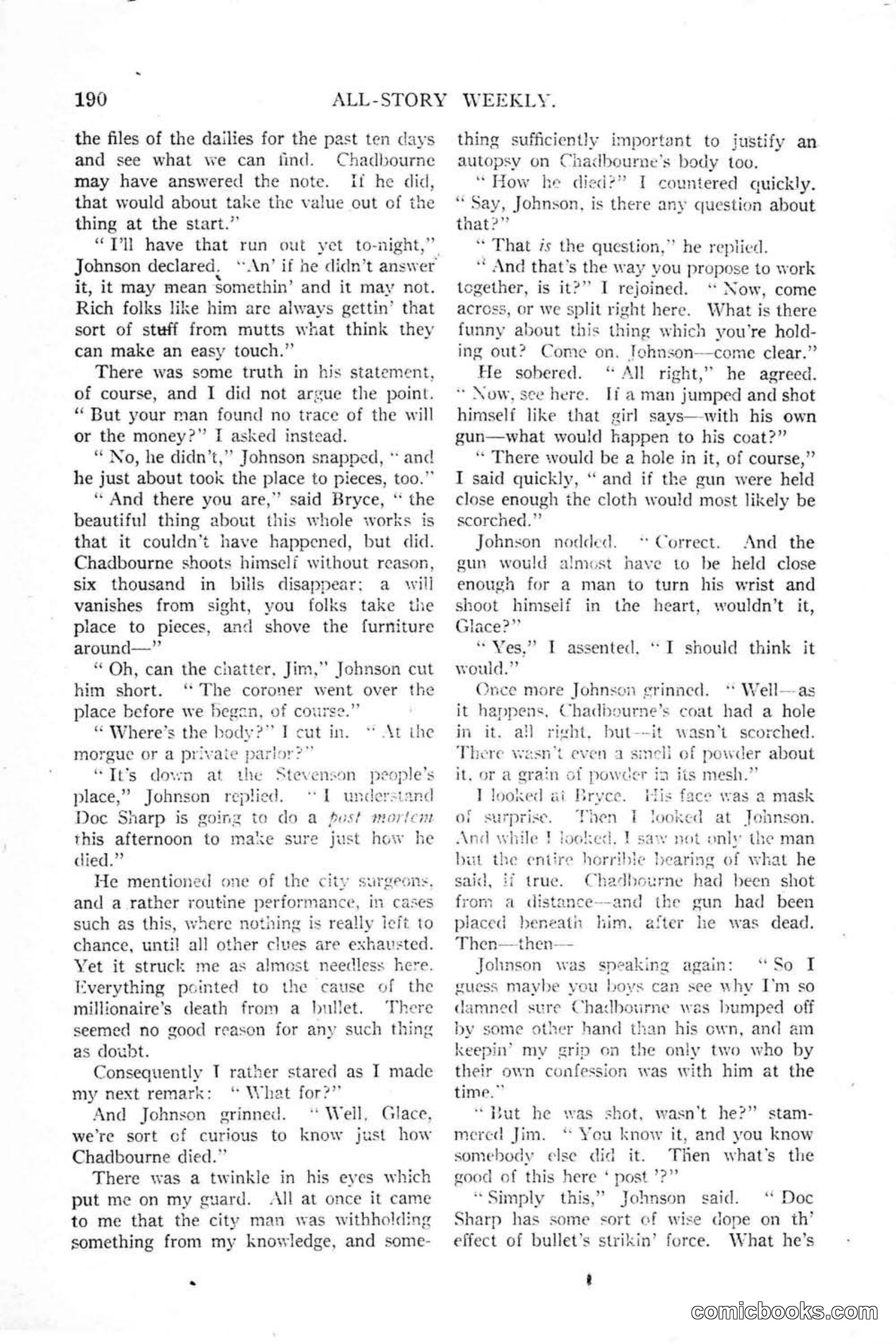 All Story Magazine, January 25, 1919 — page 24 of 188