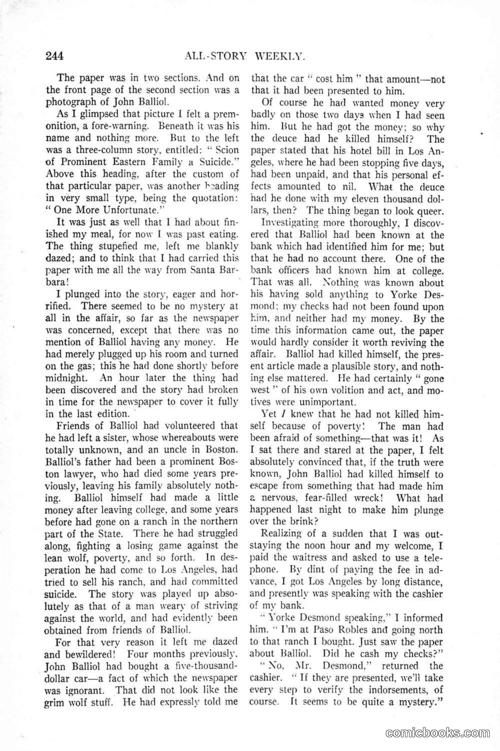 All Story Magazine, January 25, 1919 — page 78 of 188