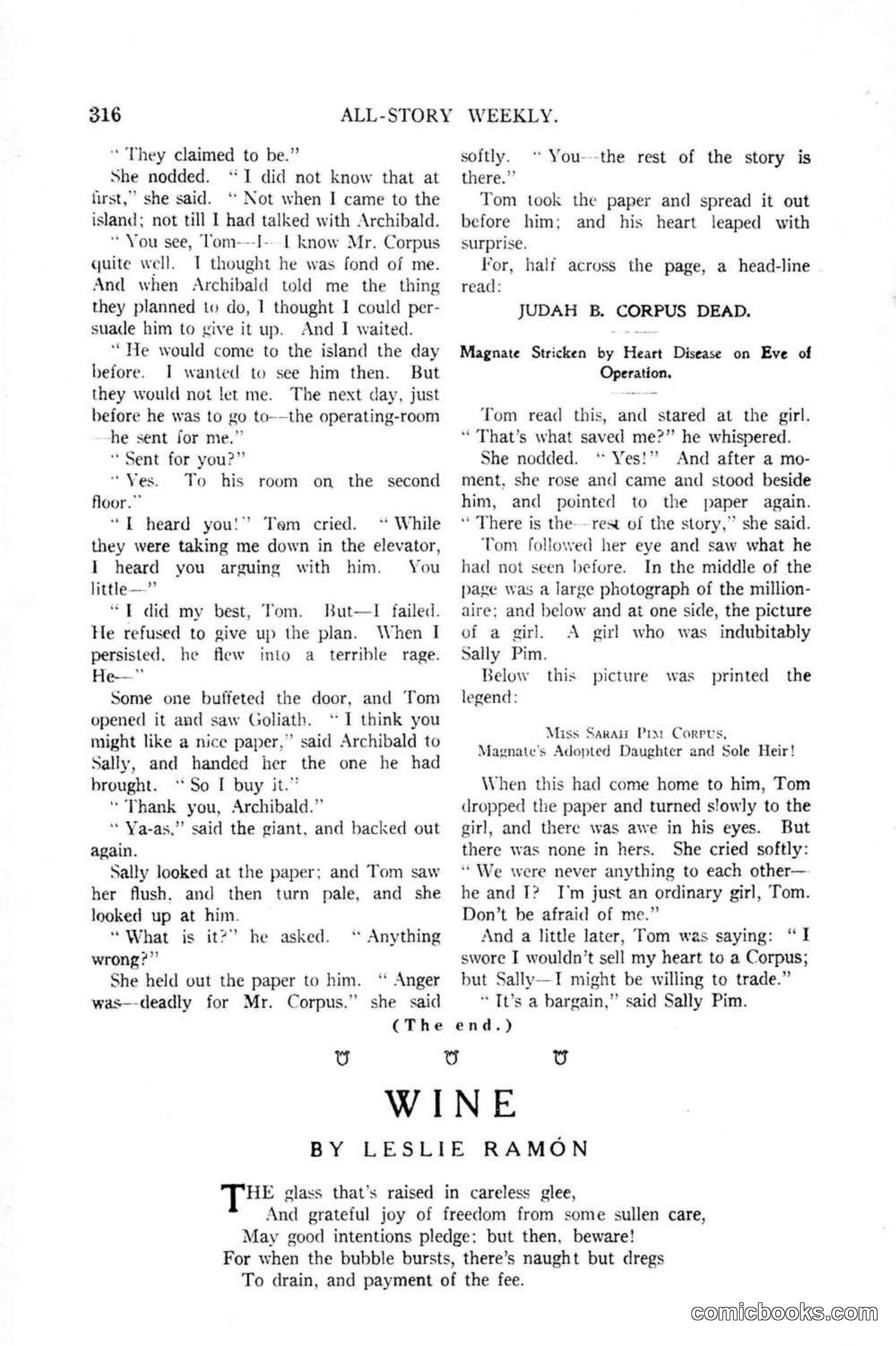 All Story Magazine, January 25, 1919 — page 150 of 188