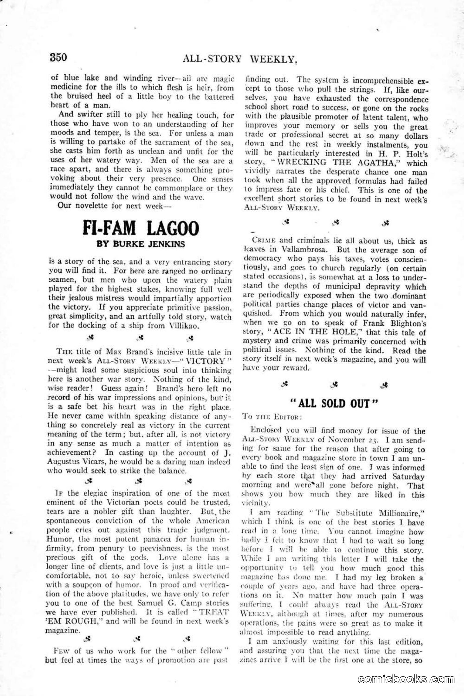All Story Magazine, January 25, 1919 — page 184 of 188