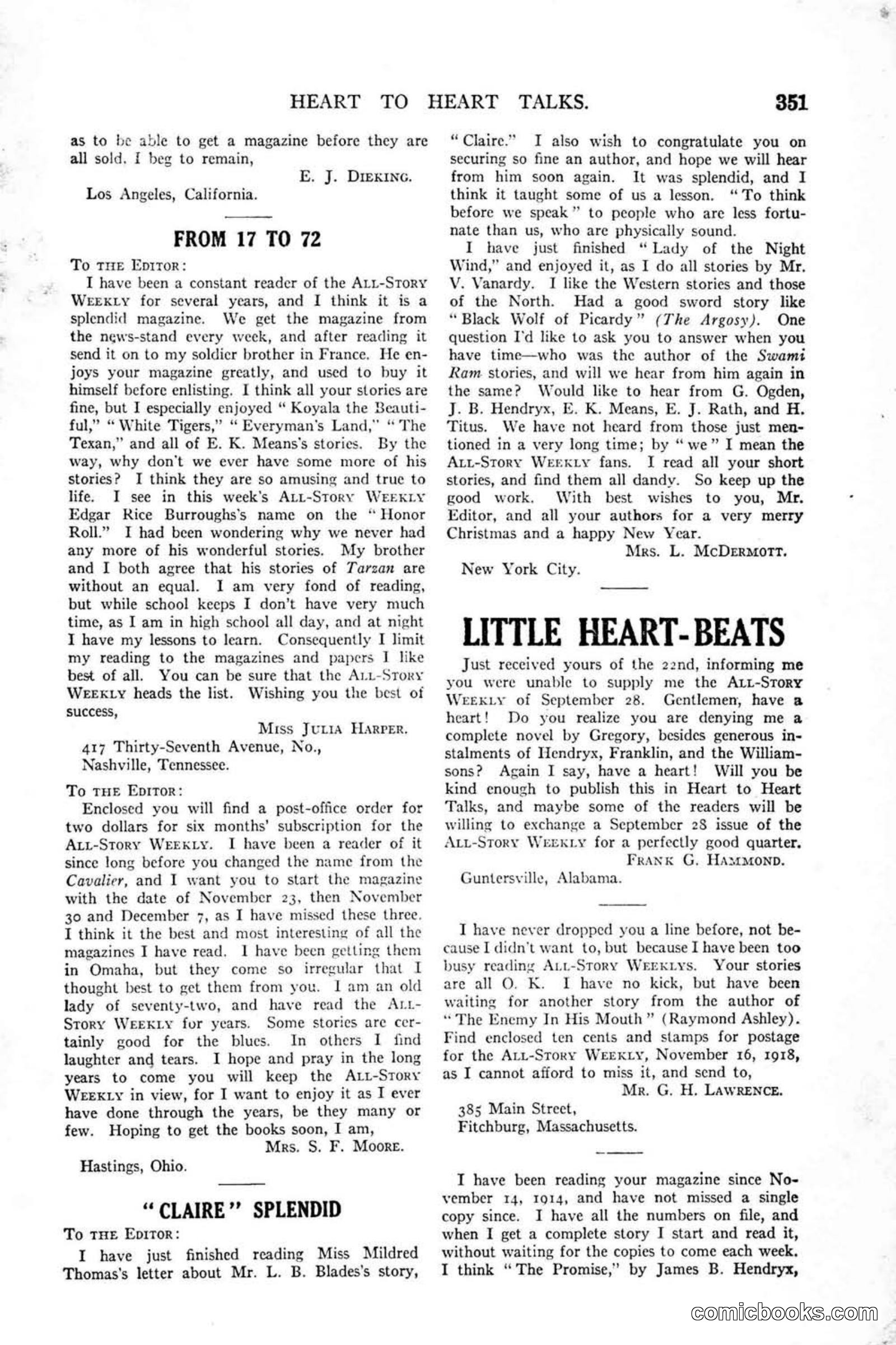 All Story Magazine, January 25, 1919 — page 185 of 188