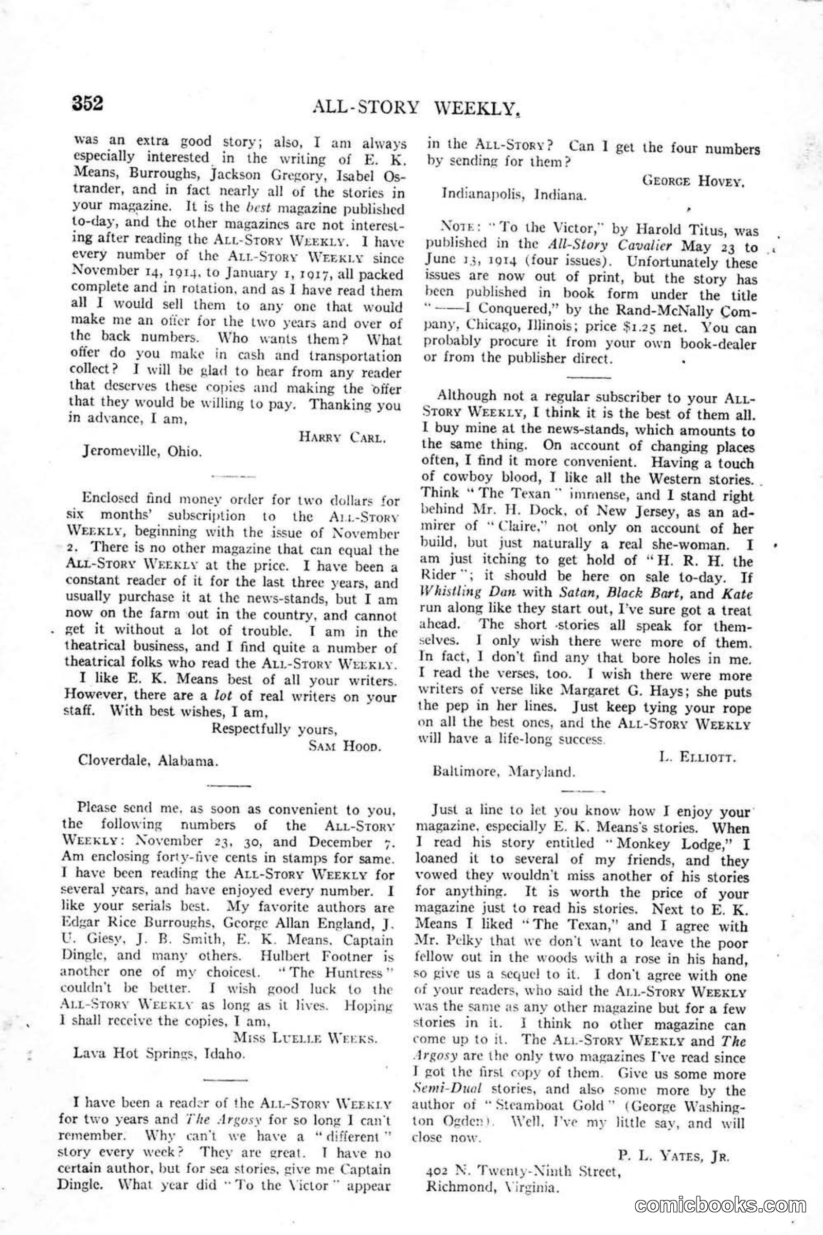 All Story Magazine, January 25, 1919 — page 186 of 188