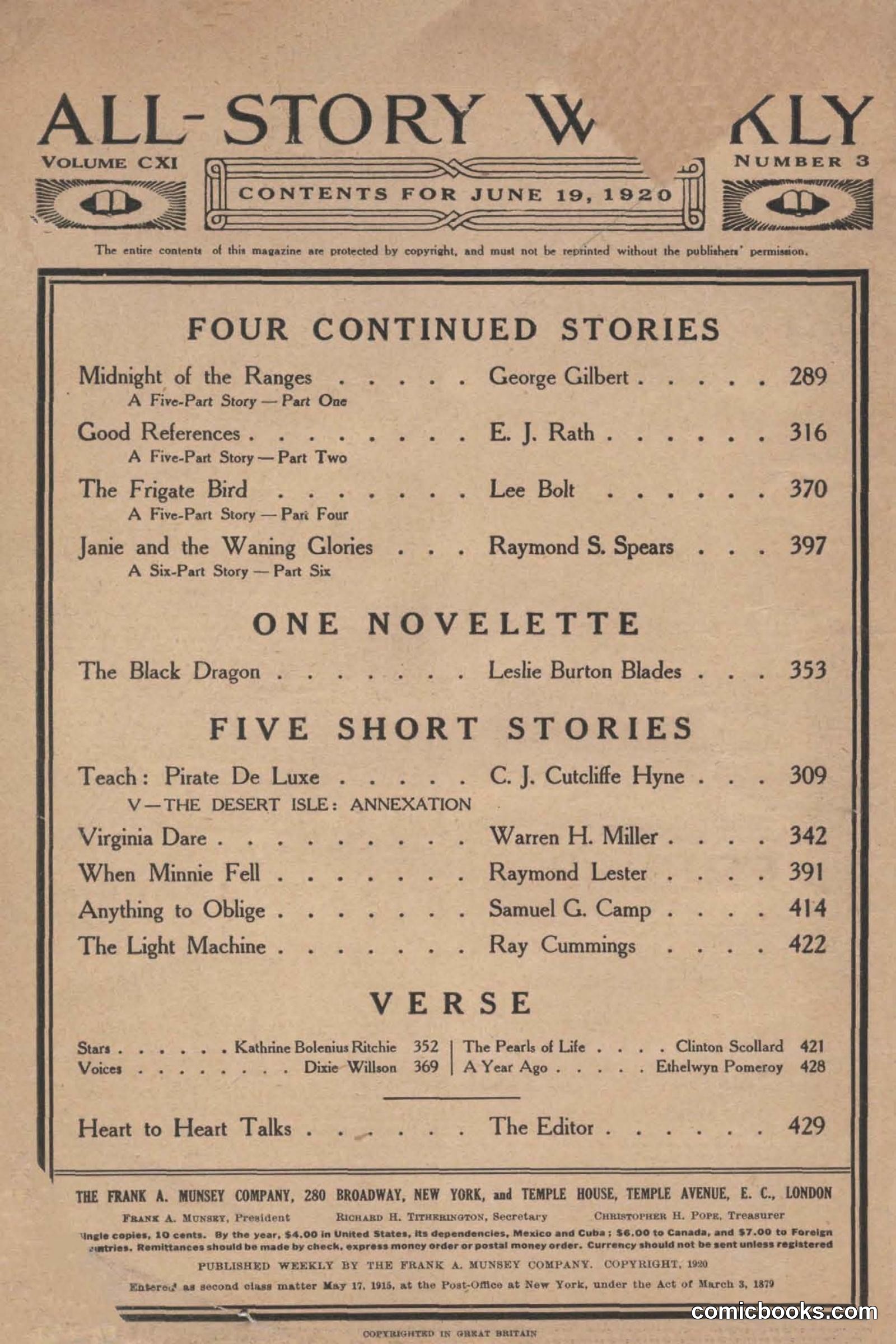 All Story Magazine, June 19, 1920 — page 4 of 156