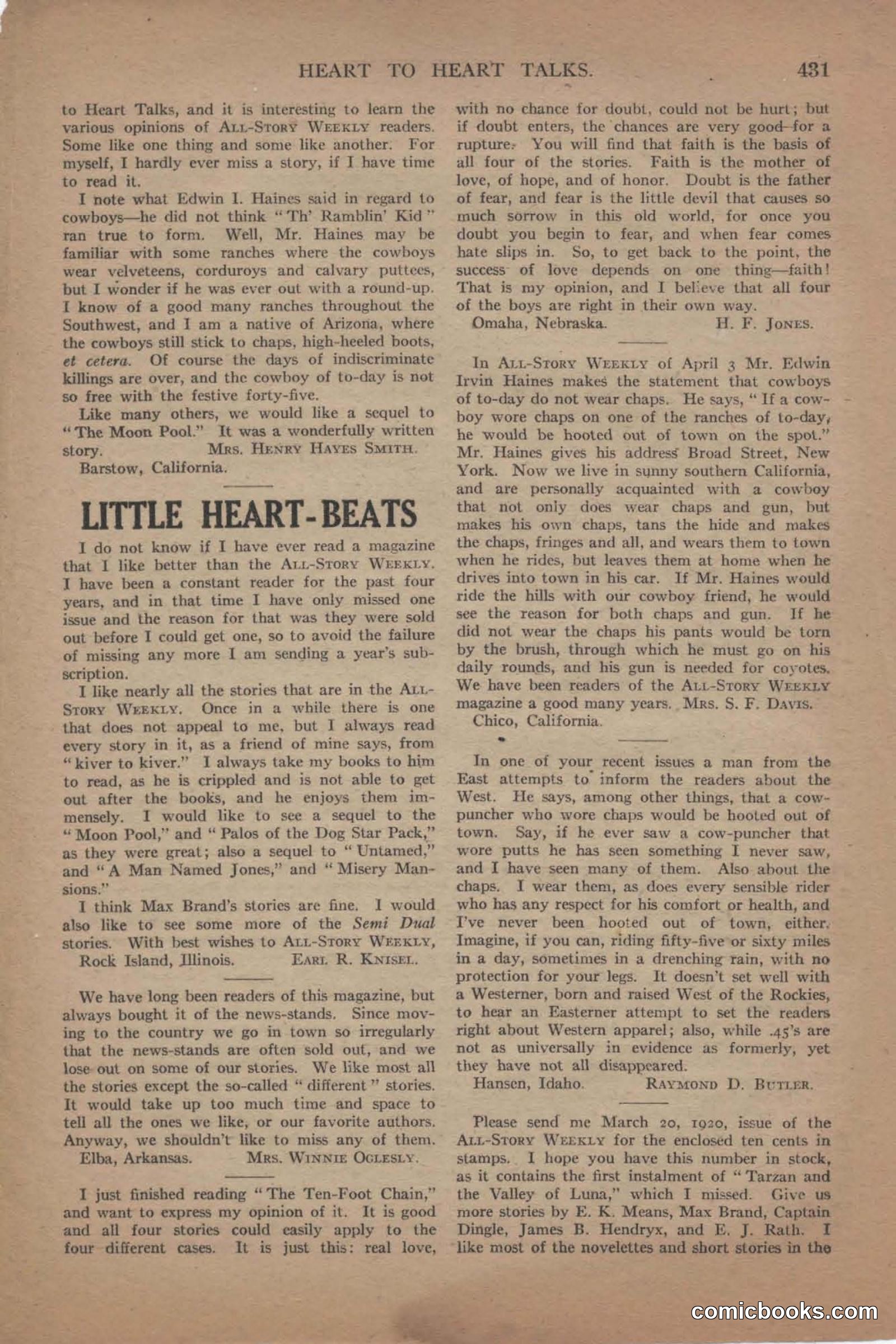 All Story Magazine, June 19, 1920 — page 153 of 156