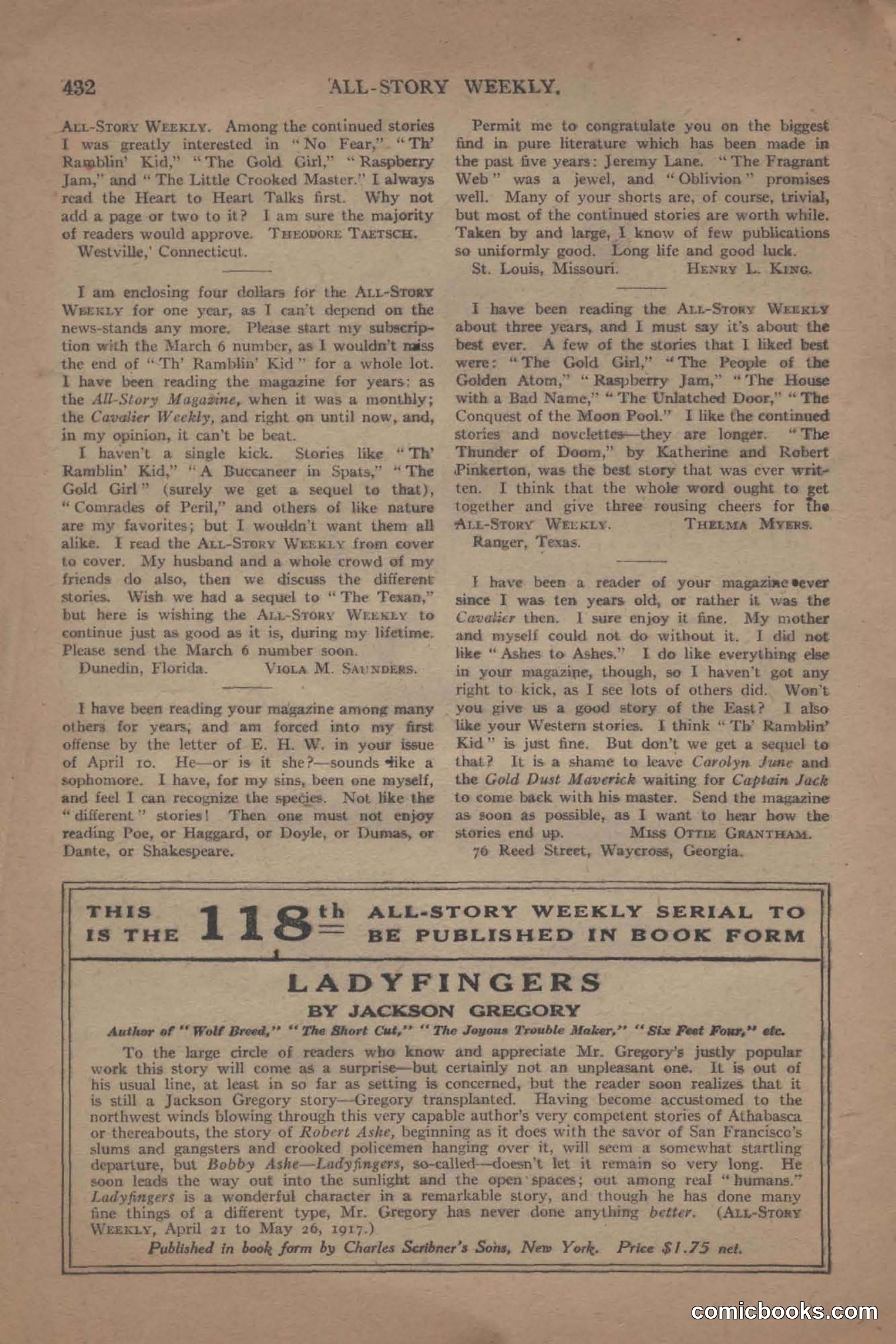 All Story Magazine, June 19, 1920 — page 154 of 156
