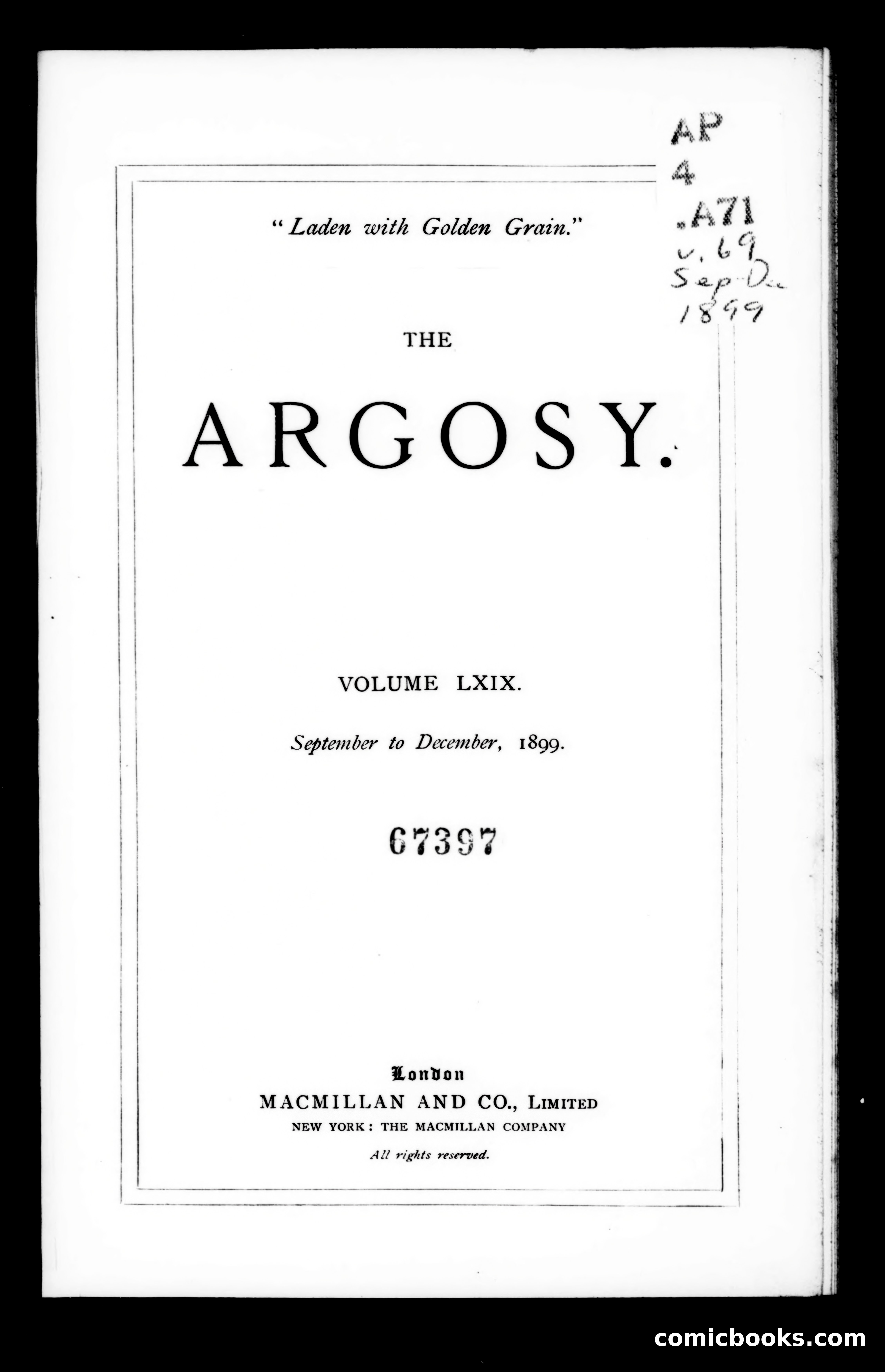The Argosy, Volume LXIX — page 1 of 4