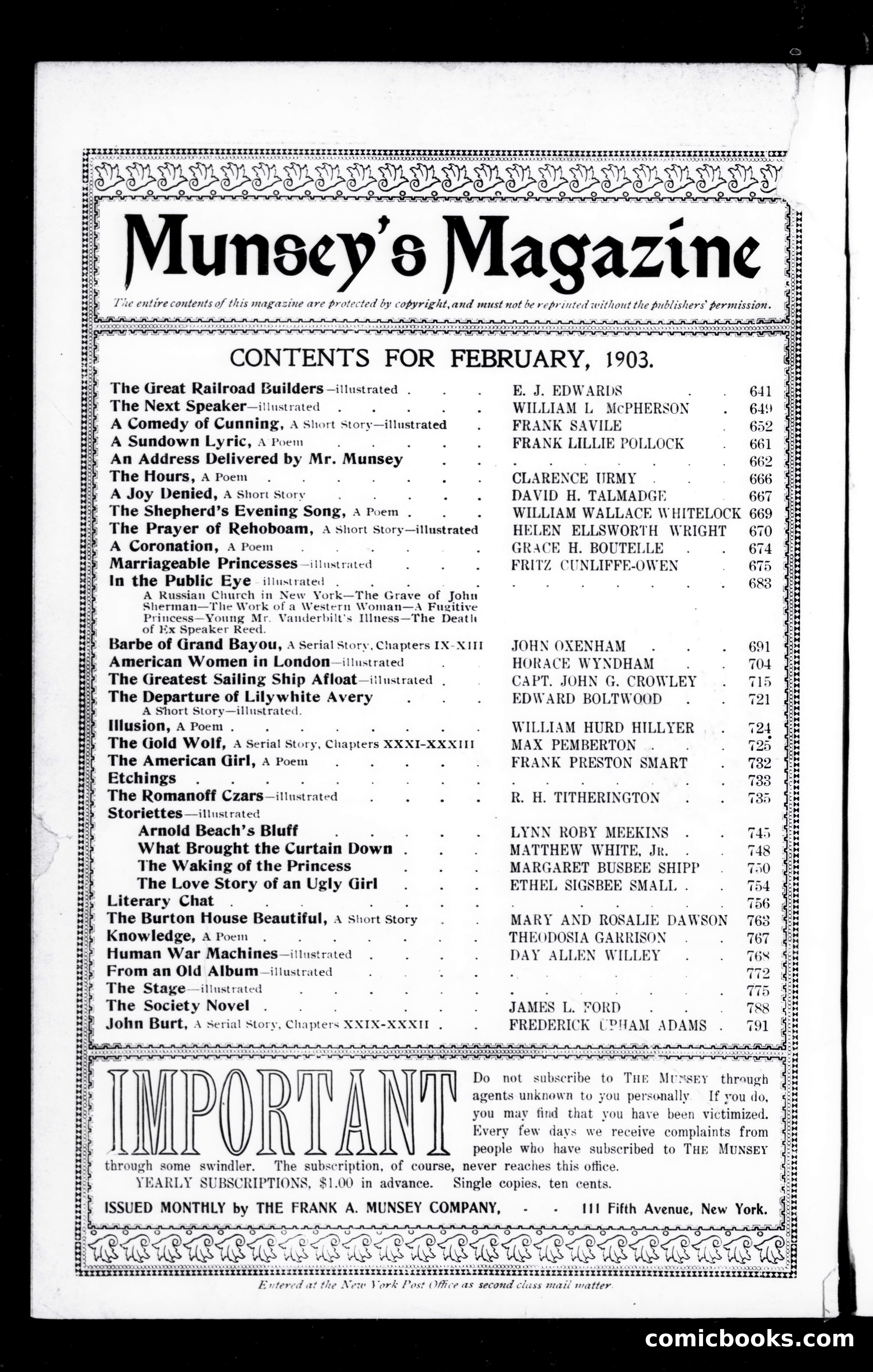 Munsey's Magazine, February 1903 — page 2 of 162