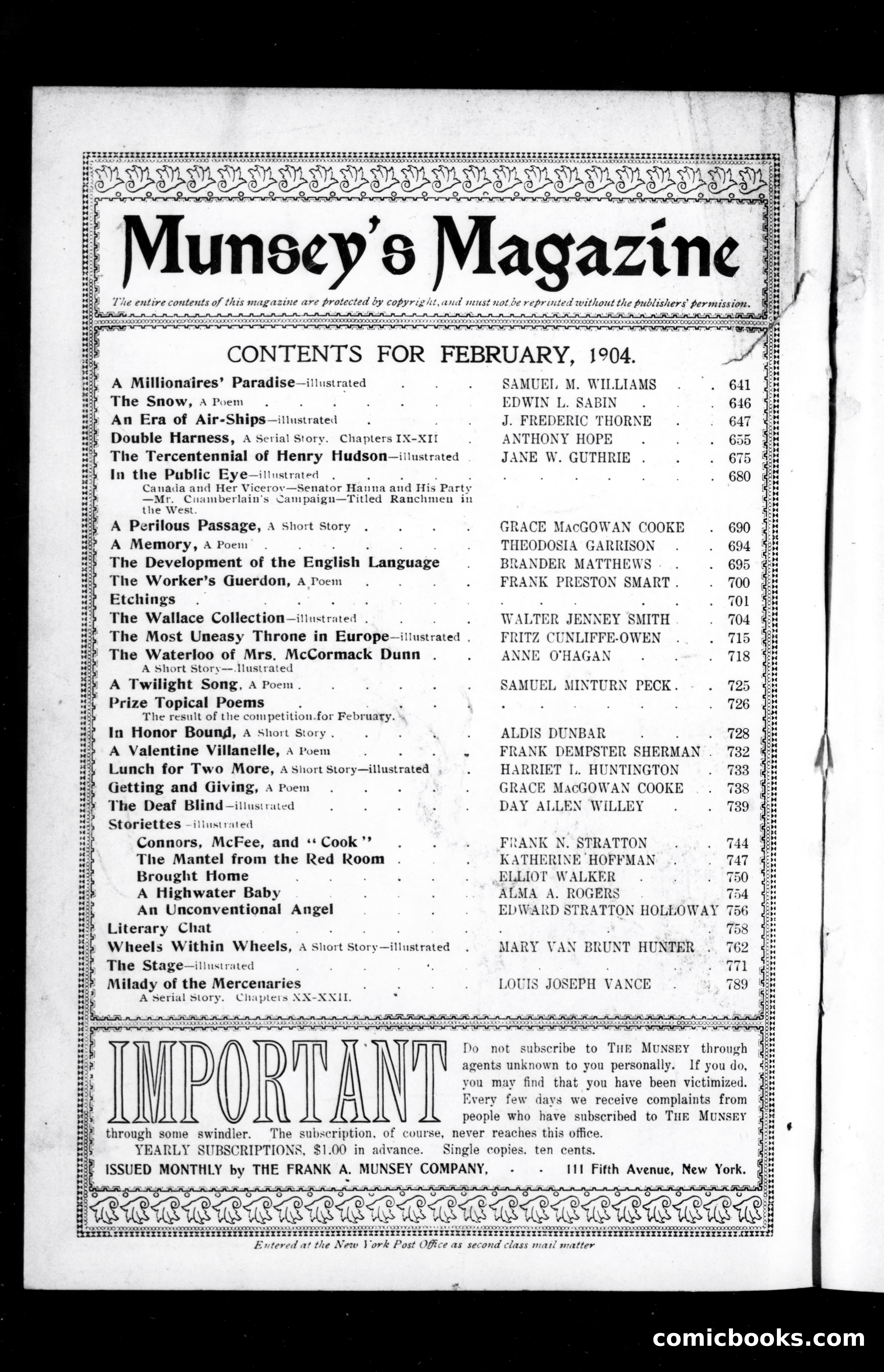 Munsey's Magazine, February 1904 — page 2 of 162