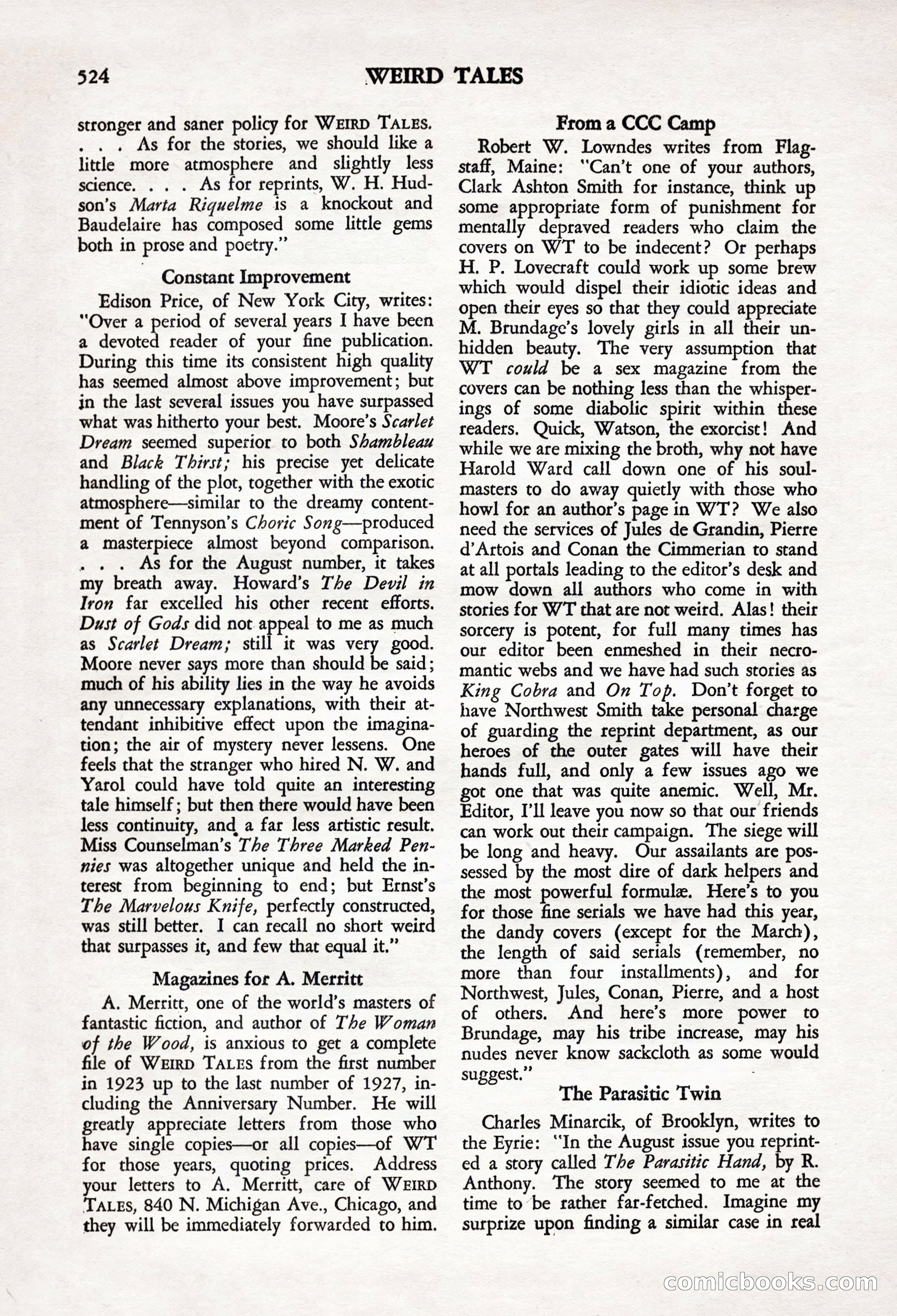Weird Tales, Vol. 24, No. 4 — page 126 of 132