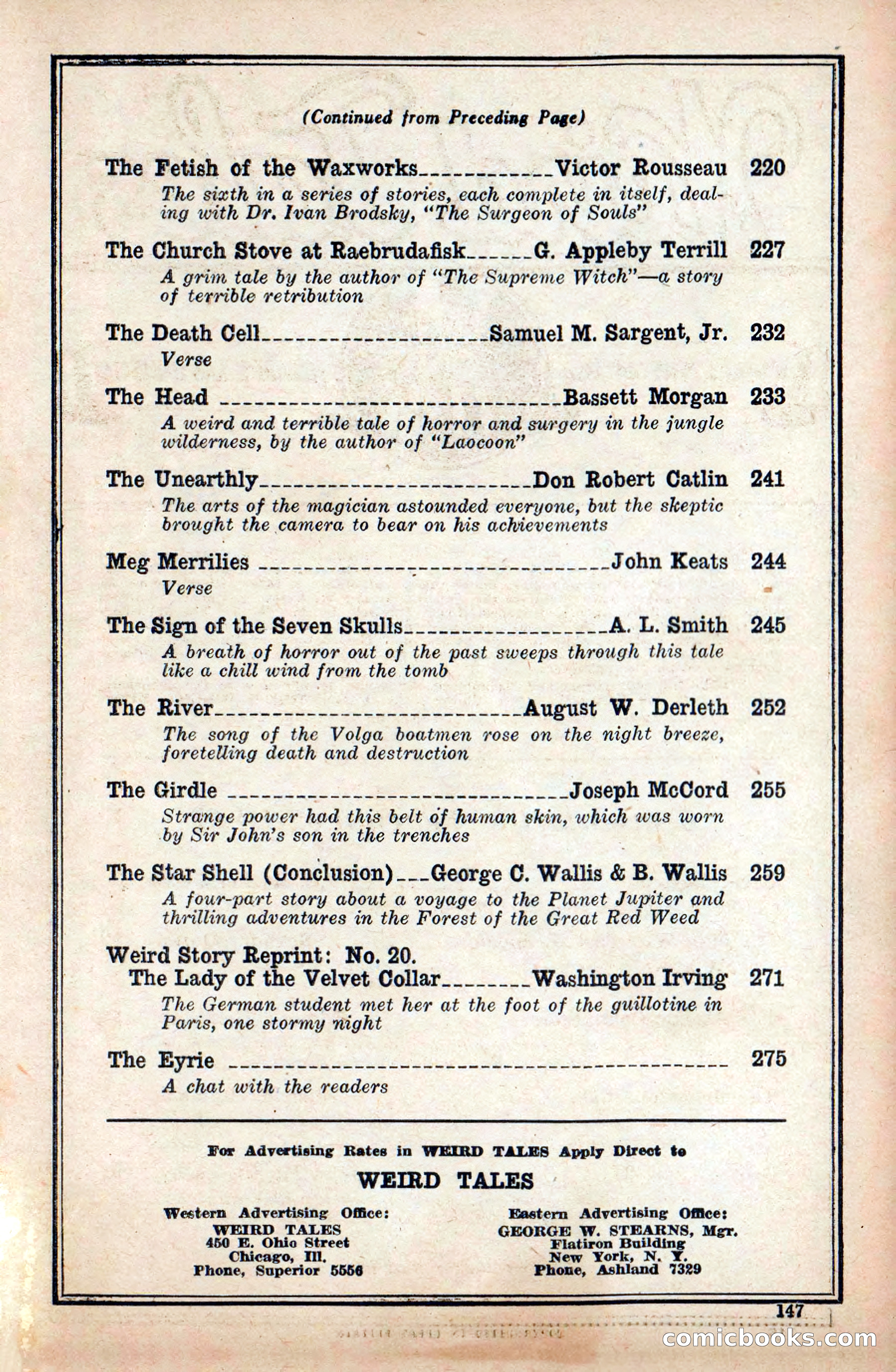 Weird Tales, Vol. 9 No. 2 — page 5 of 148