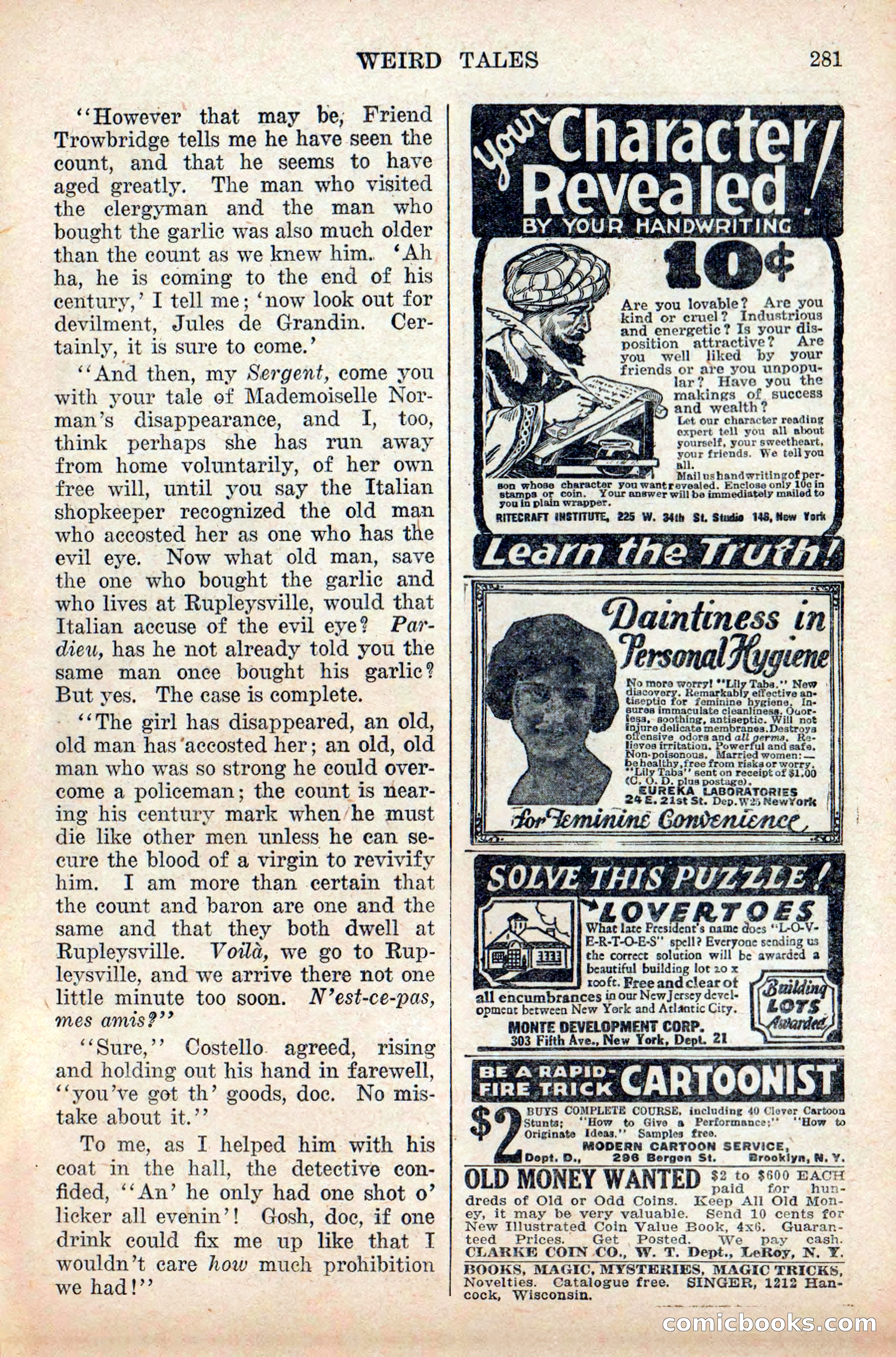 Weird Tales, Vol. 9 No. 2 — page 139 of 148