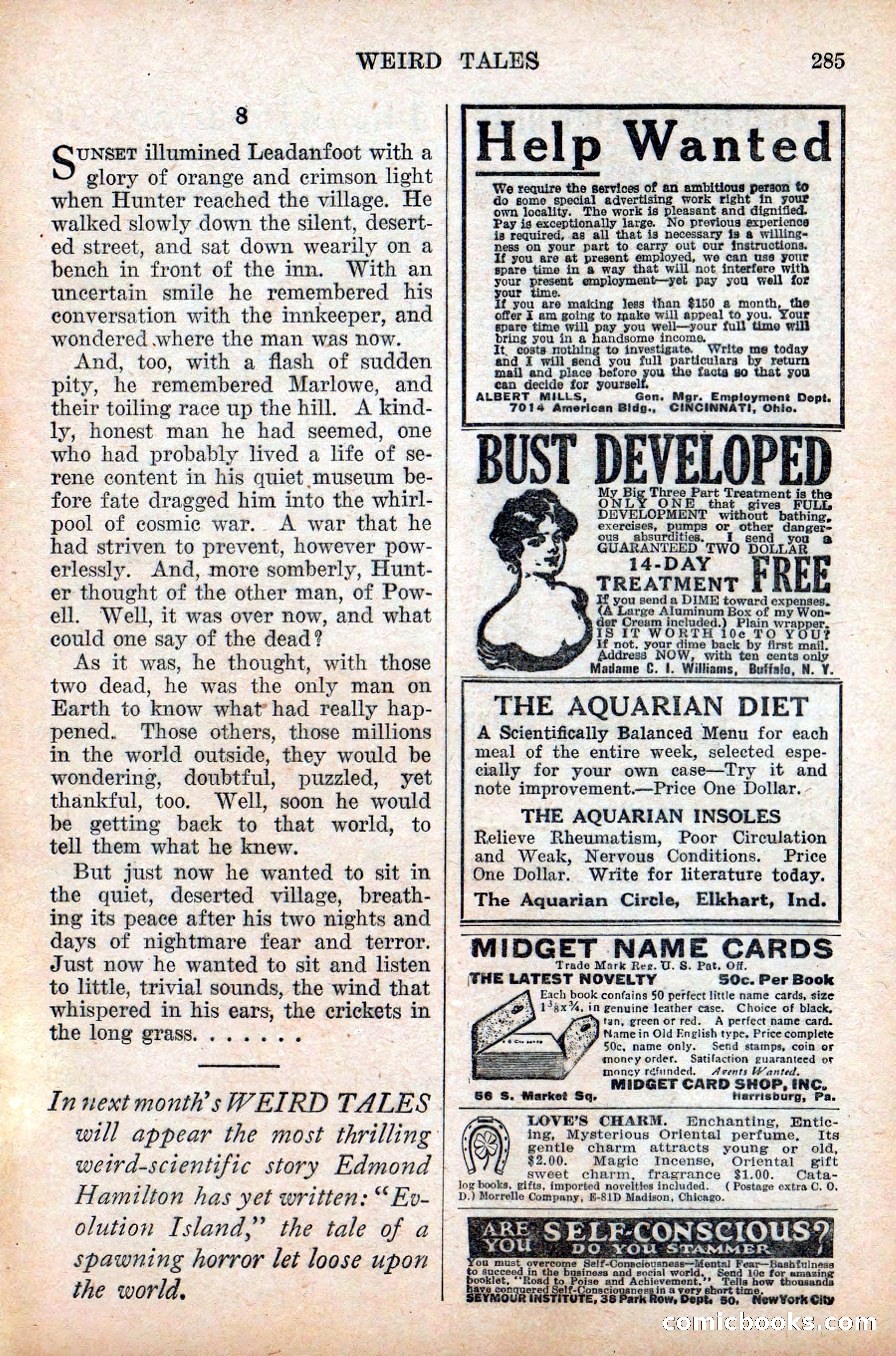 Weird Tales, Vol. 9 No. 2 — page 143 of 148