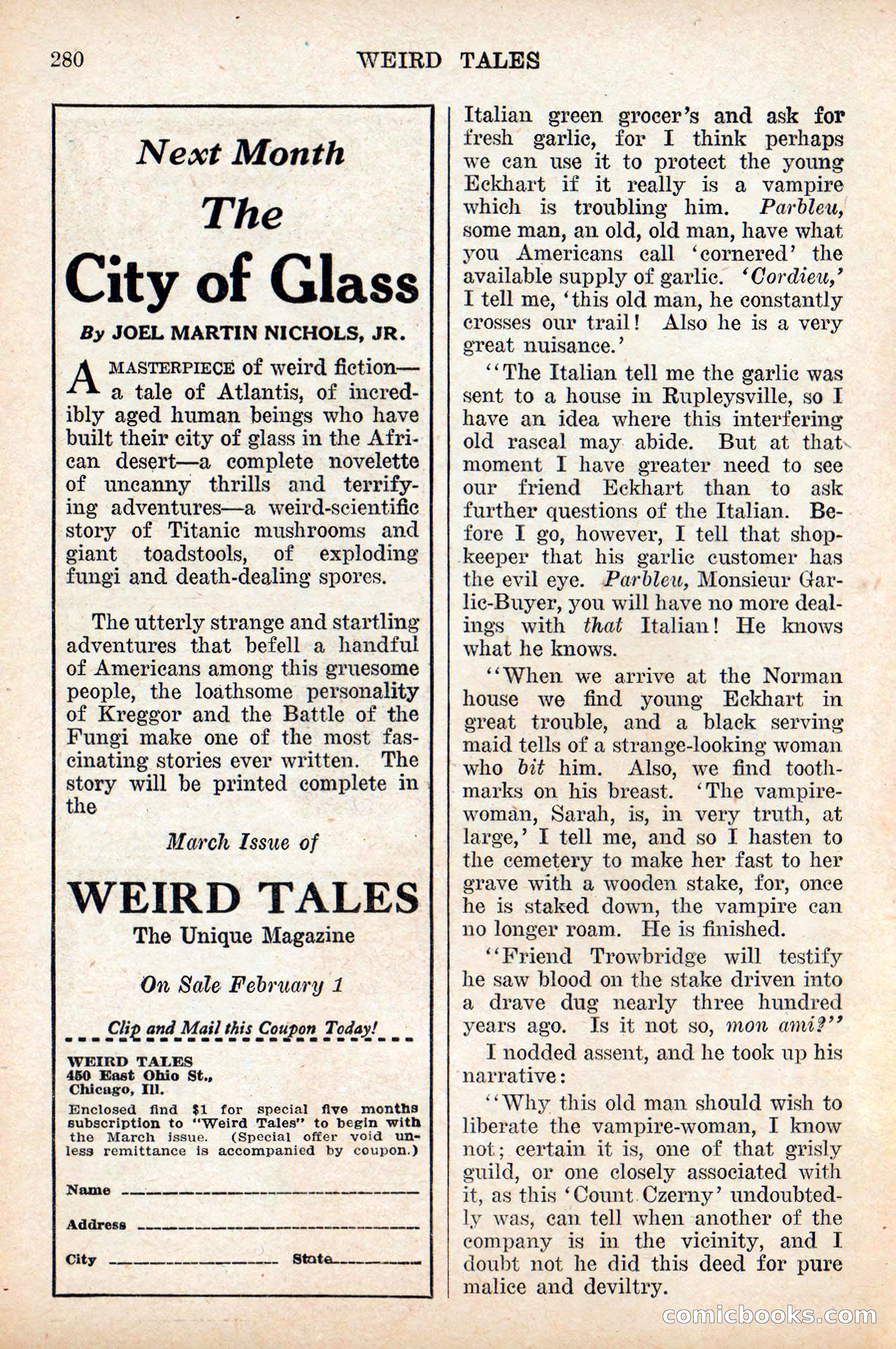 Weird Tales, Vol. 9, No. 2 — page 138 of 148