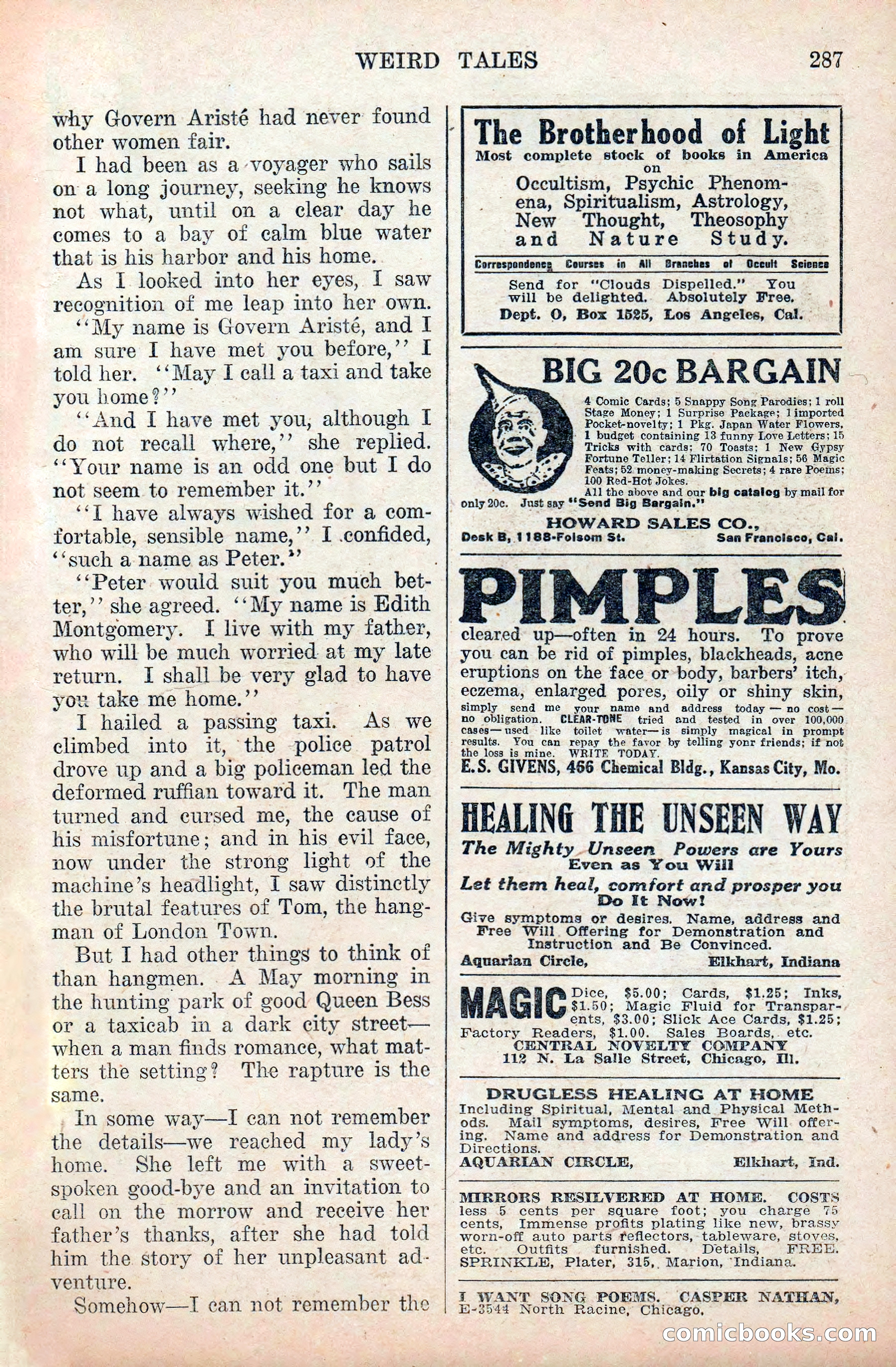 Weird Tales, Vol. 9, No. 2 — page 145 of 148