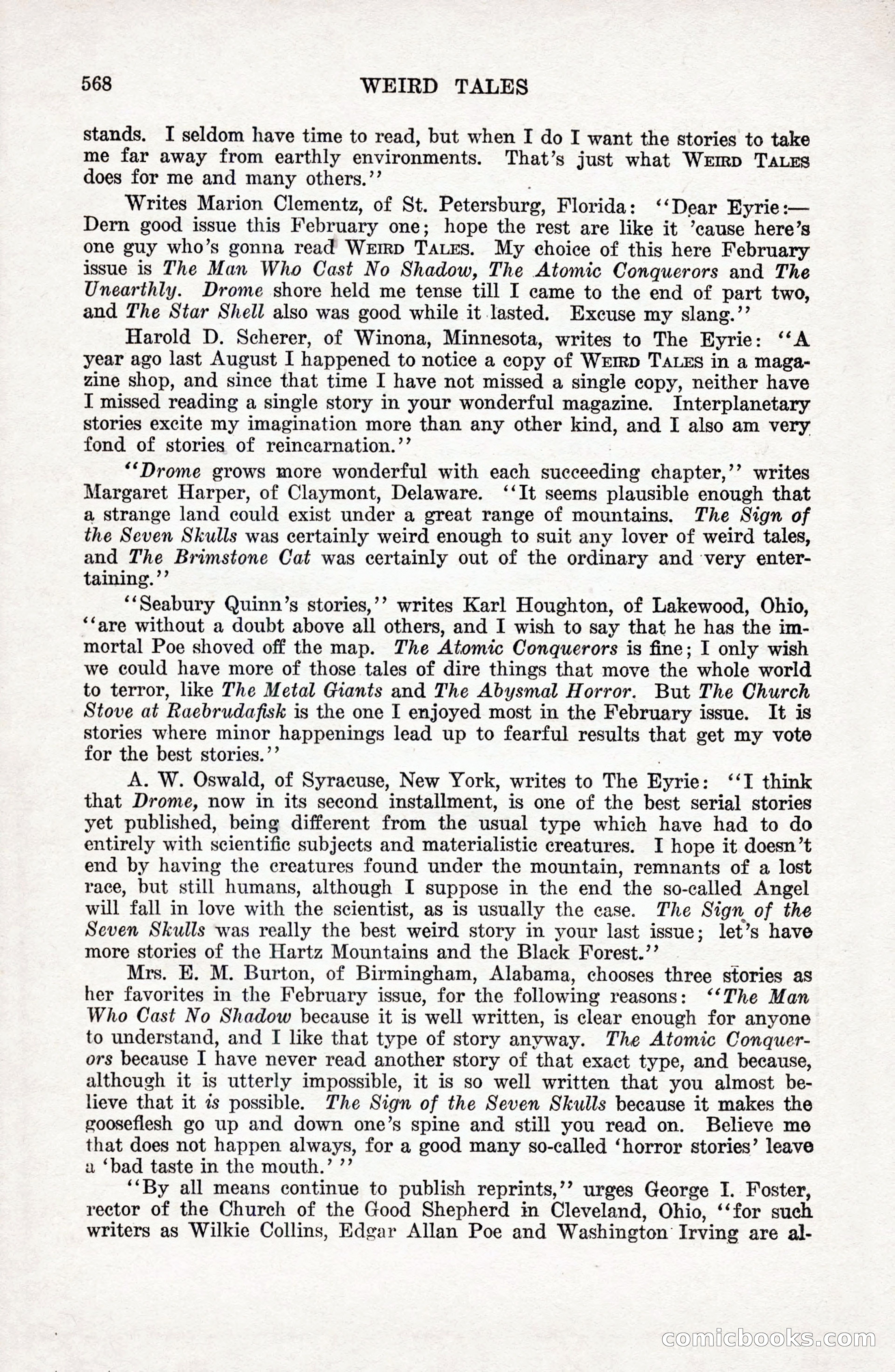 Weird Tales, Vol. 9 No. 4 — page 138 of 148