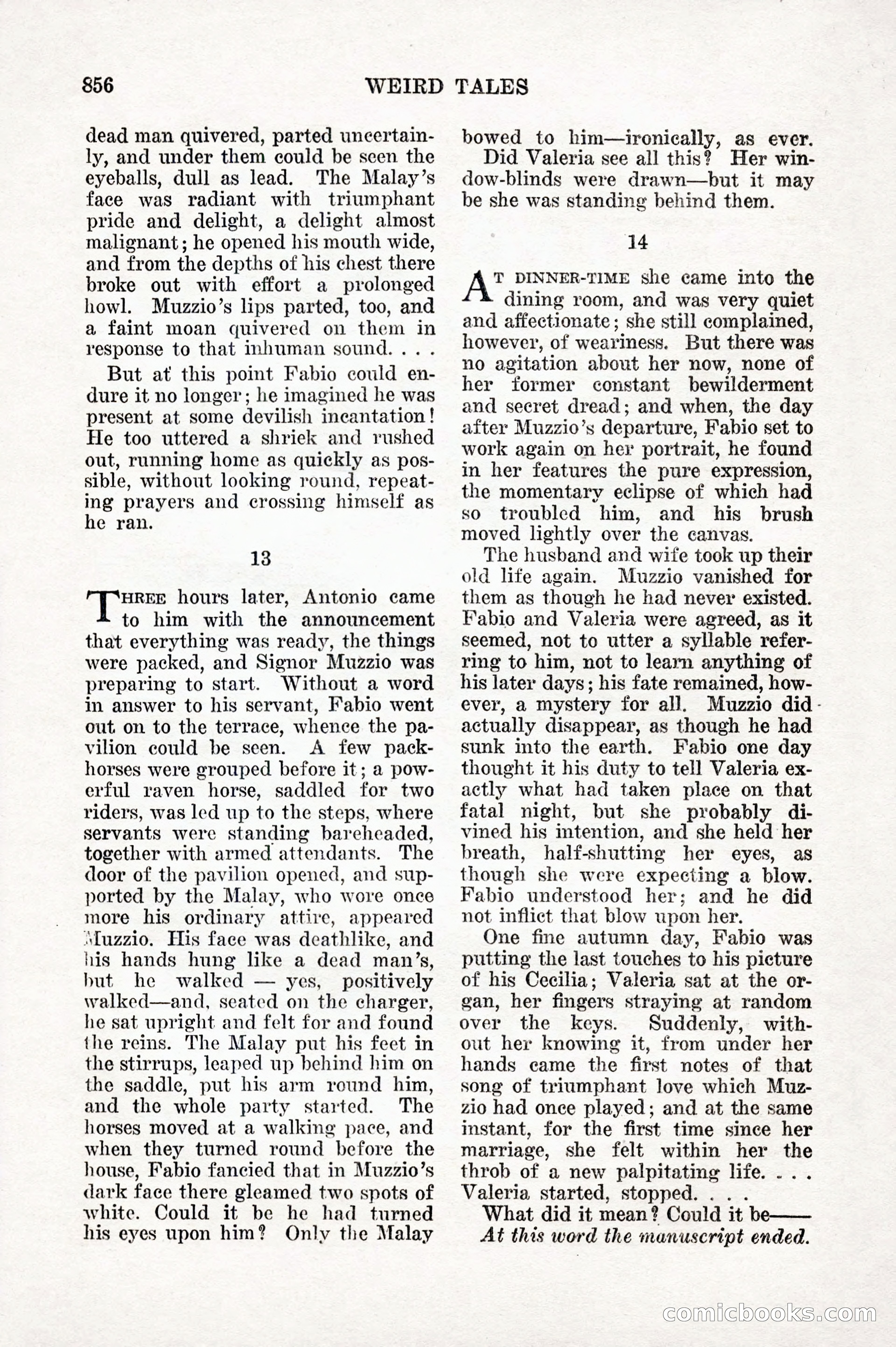 Weird Tales, Vol. IX No. 6 — page 138 of 148
