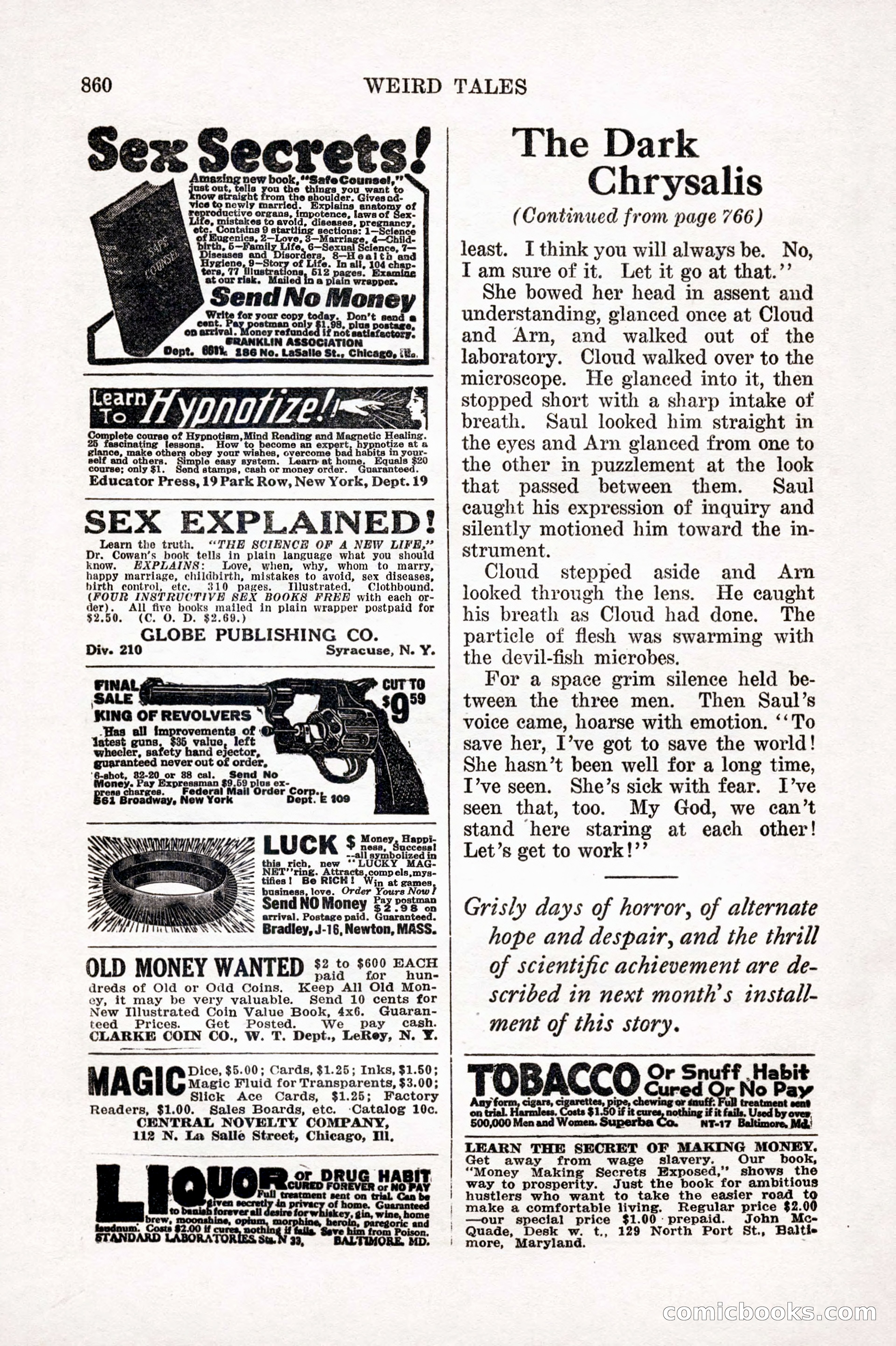 Weird Tales, Vol. IX No. 6 — page 142 of 148