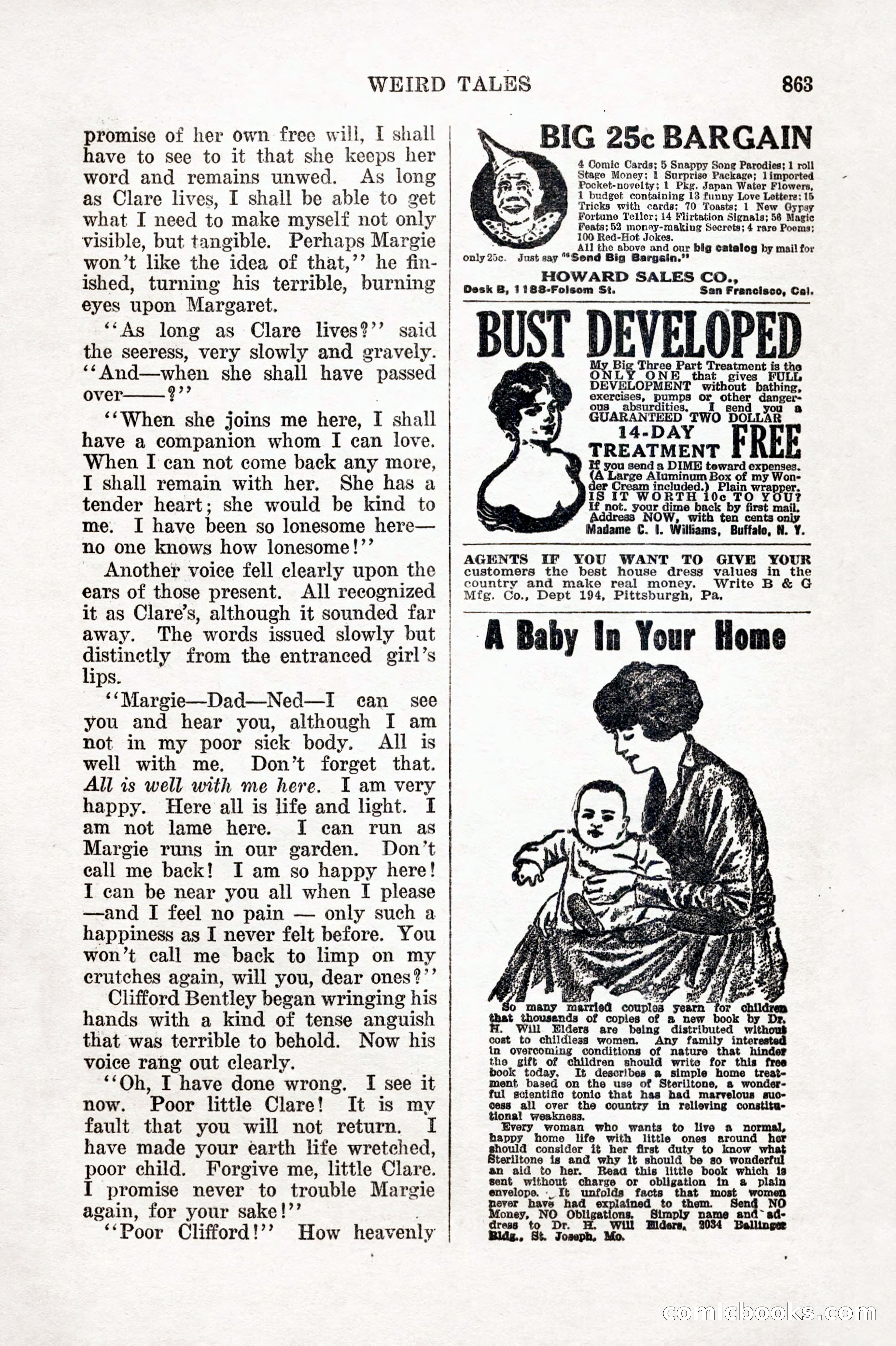 Weird Tales, Vol. IX No. 6 — page 145 of 148