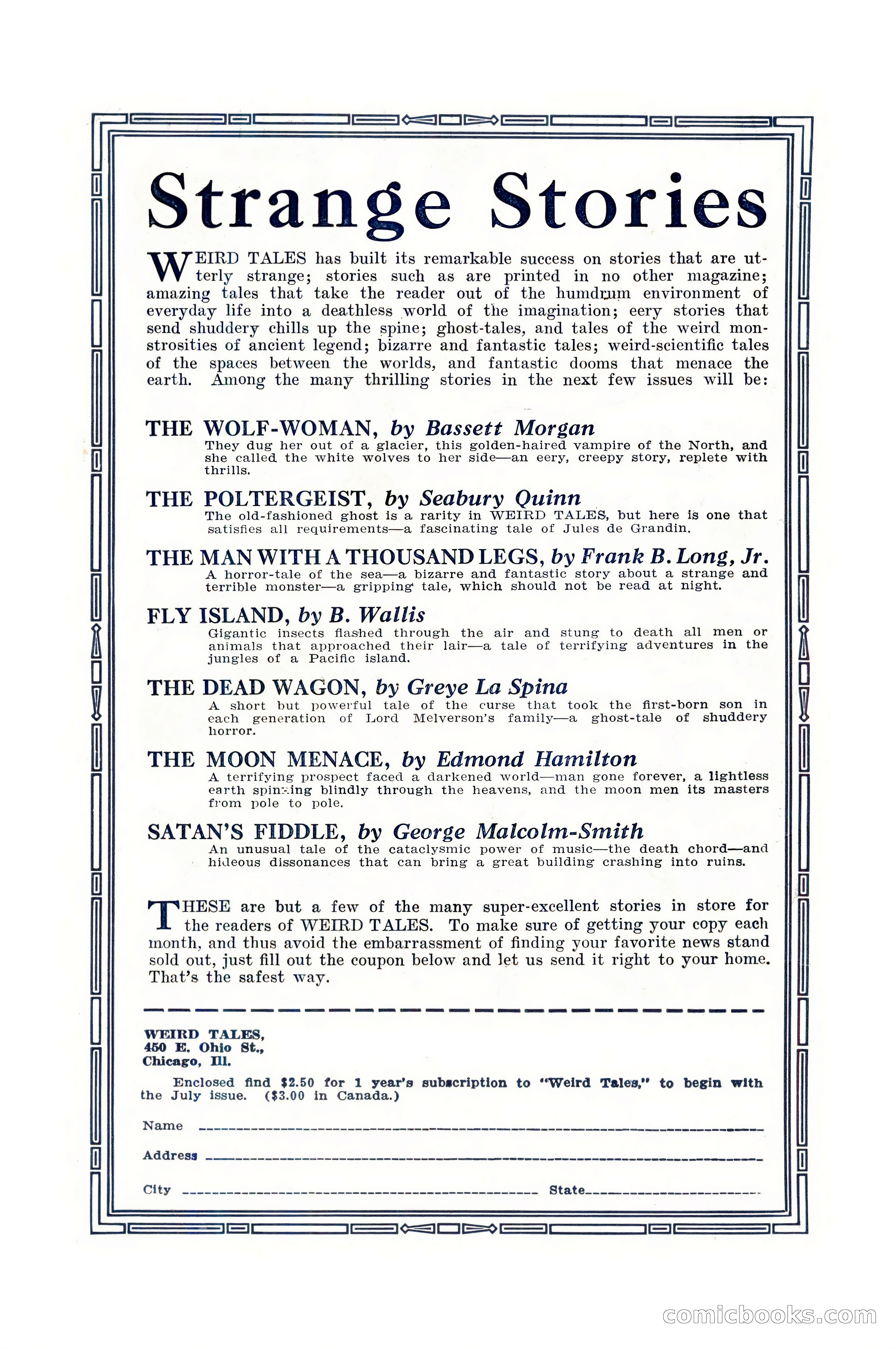 Weird Tales, Vol. 10, No. 1 — page 2 of 148